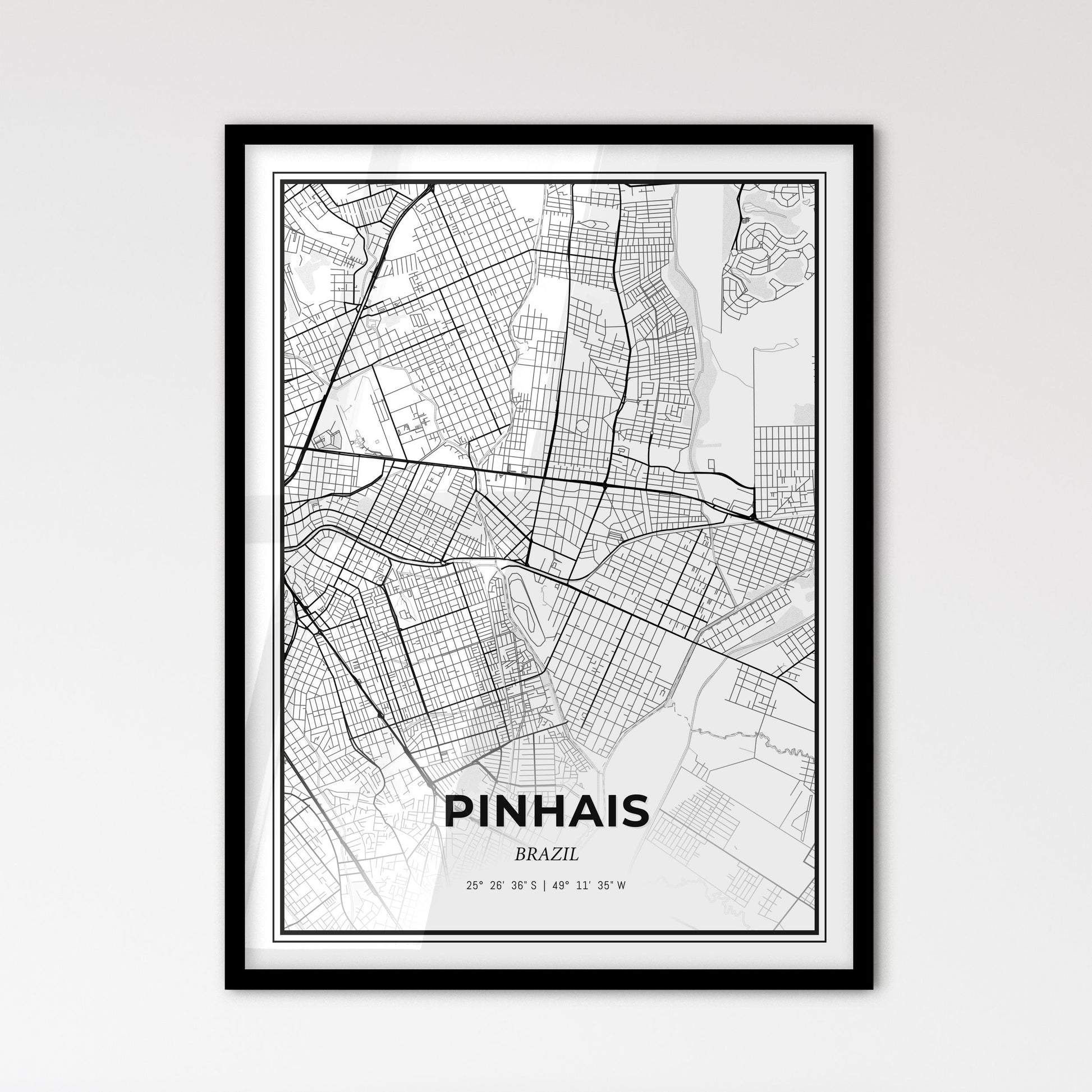 Pinhais Brazil - Scandinavian Style City Map for Modern Home Decor