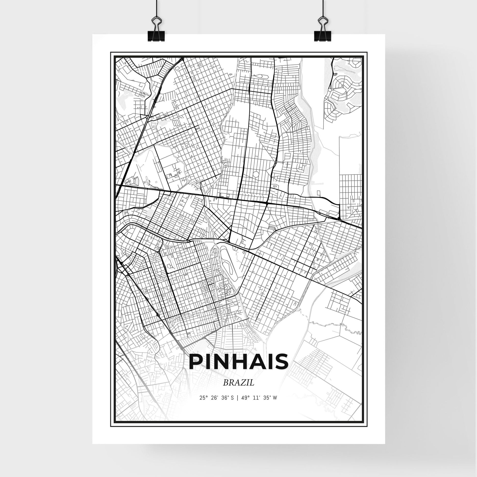 Pinhais Brazil - Premium City Map Poster