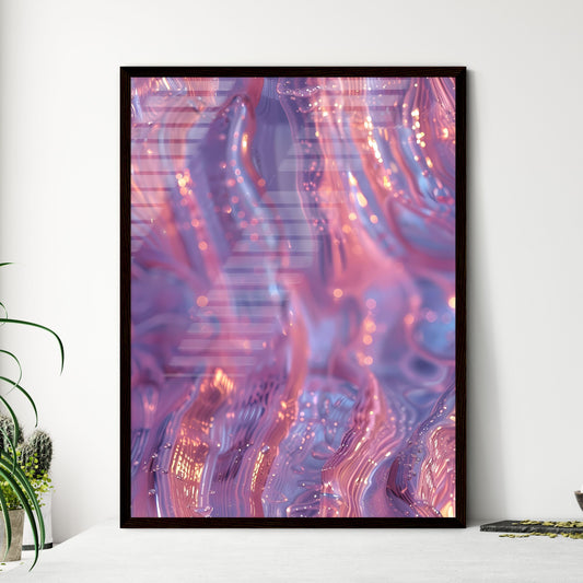 Abstract fluid painting close up pink blue w - Framed Art Print