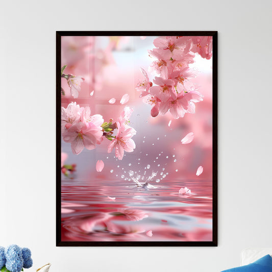 Ethereal Cherry Blossom Water Ripples Pink Background Default Title