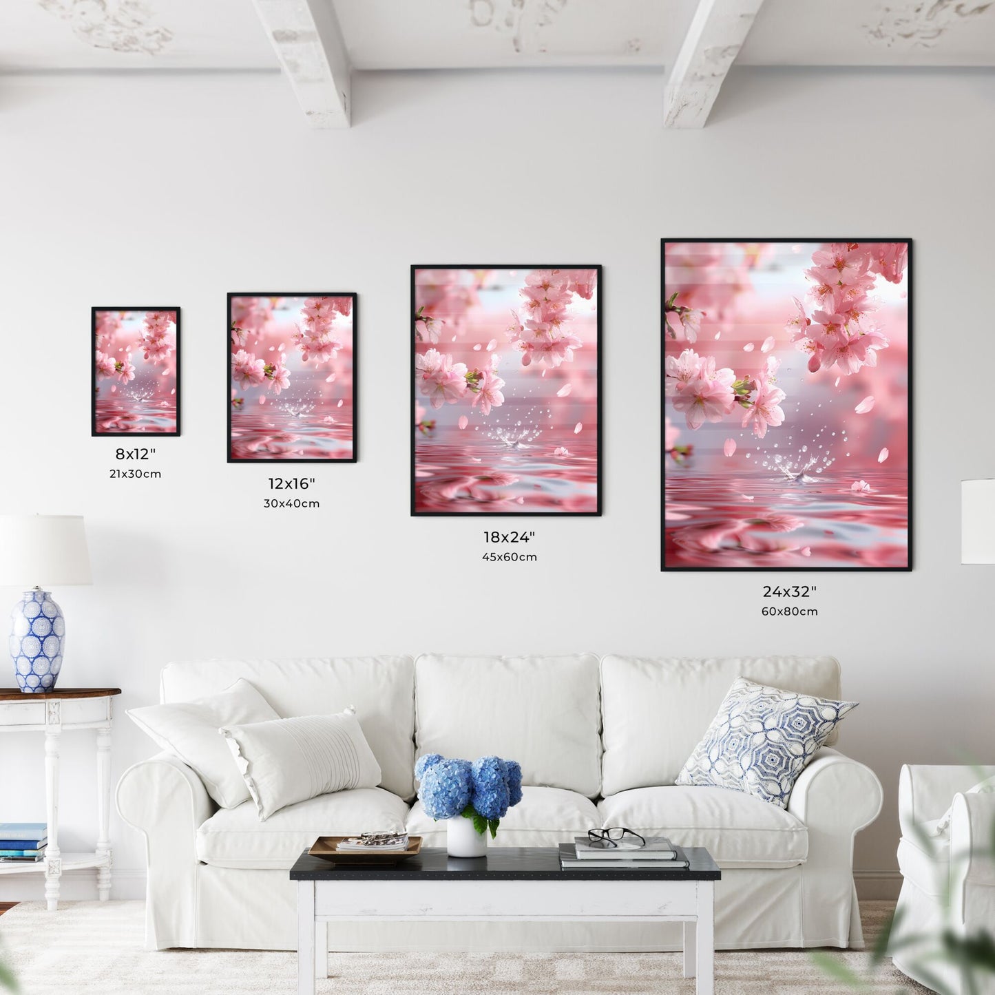 Ethereal Cherry Blossom Water Ripples Pink Background Default Title