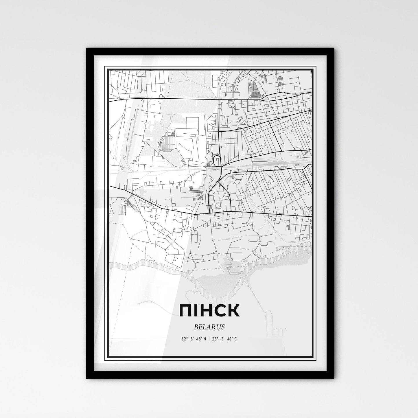 Pinsk Belarus - Scandinavian Style City Map for Modern Home Decor