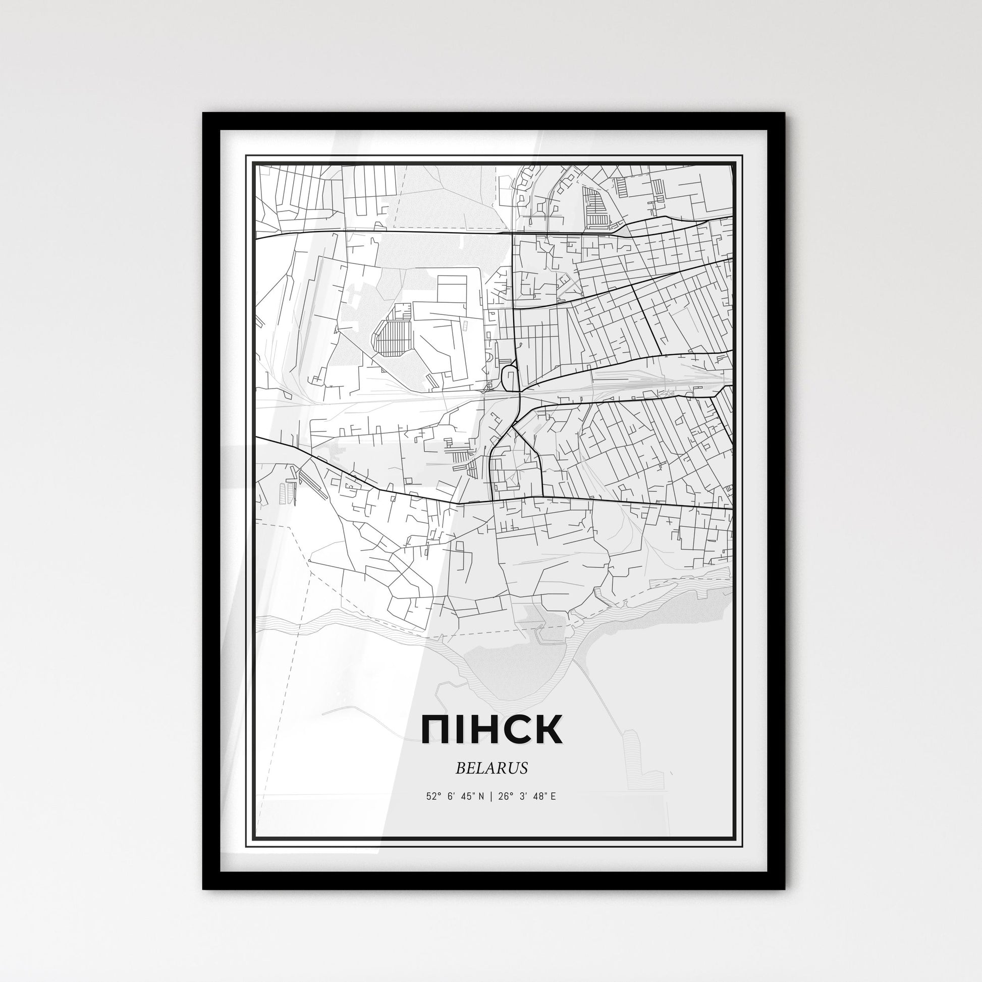 Pinsk Belarus - Scandinavian Style City Map for Modern Home Decor