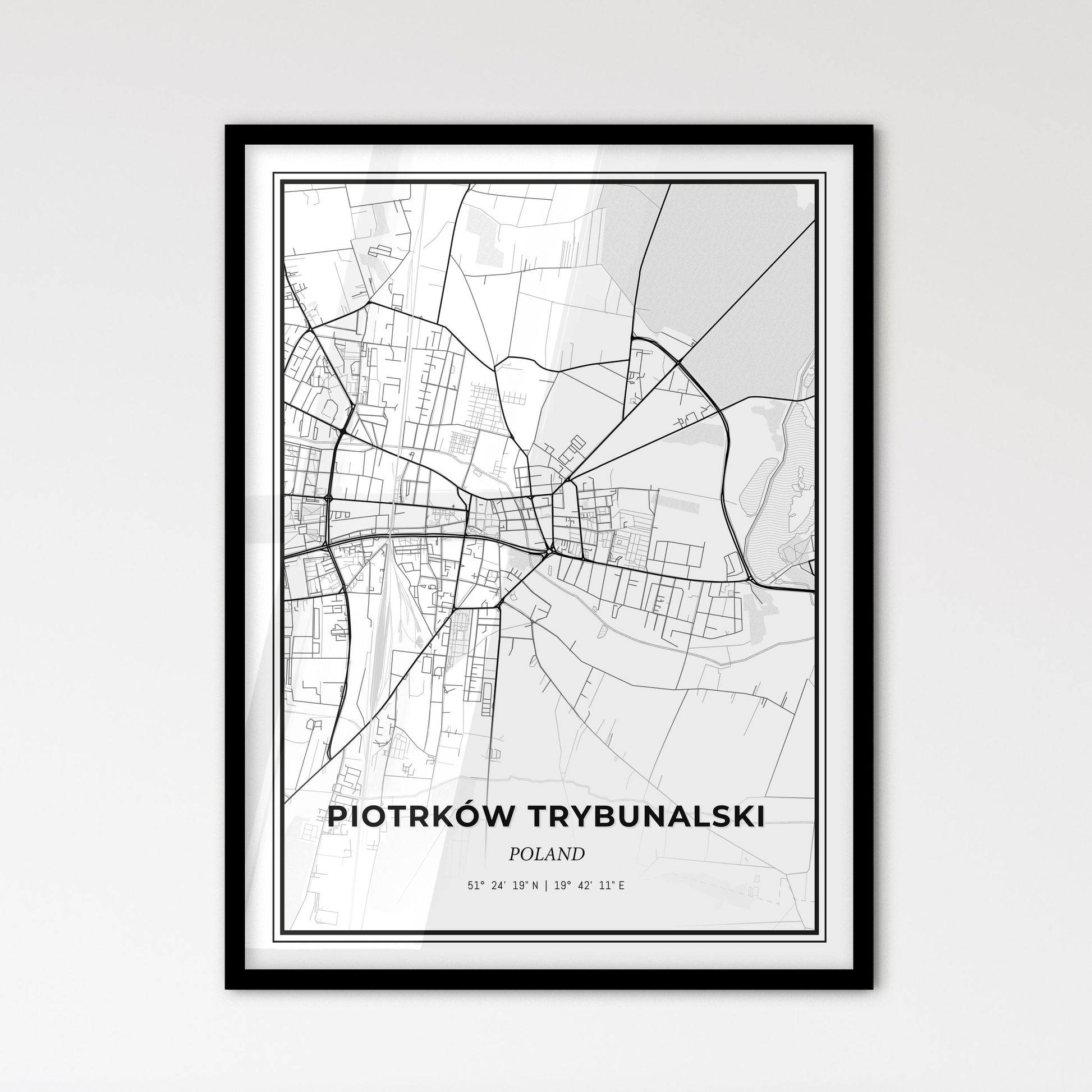 Piotrków Trybunalski Poland - Scandinavian Style City Map for Modern Home Decor