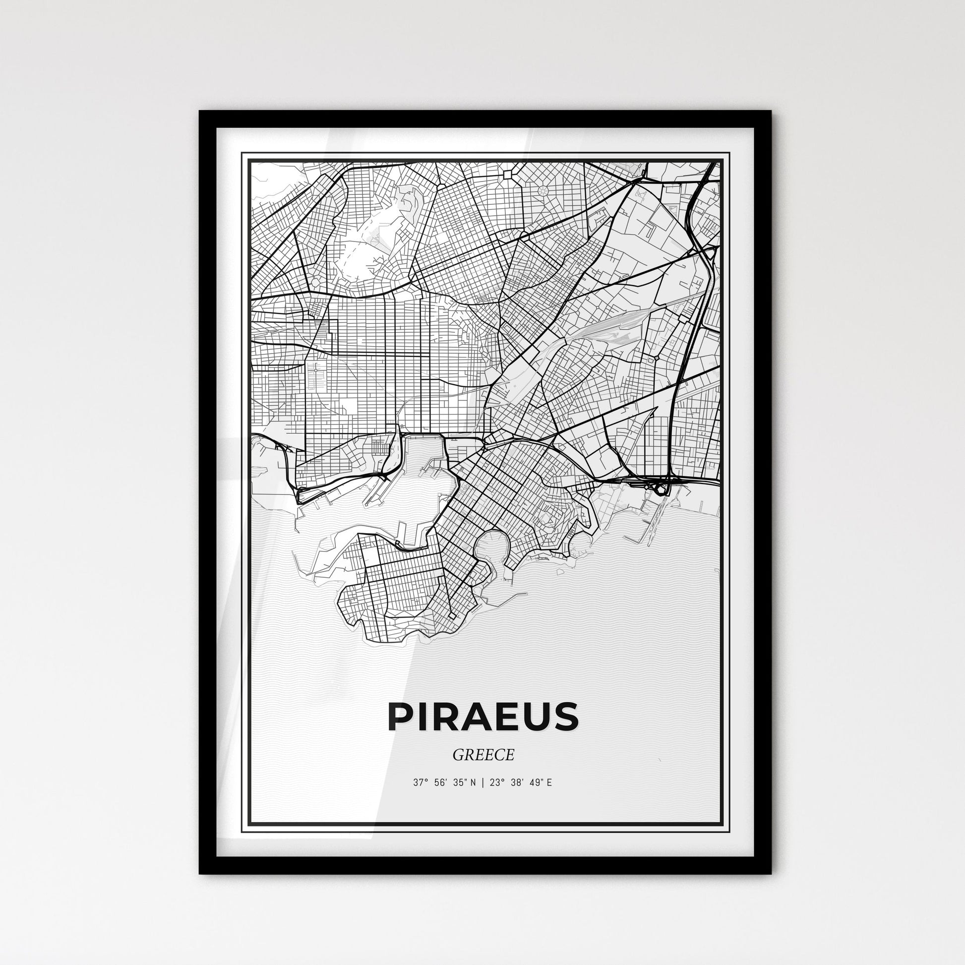 Piraeus Greece - Scandinavian Style City Map for Modern Home Decor