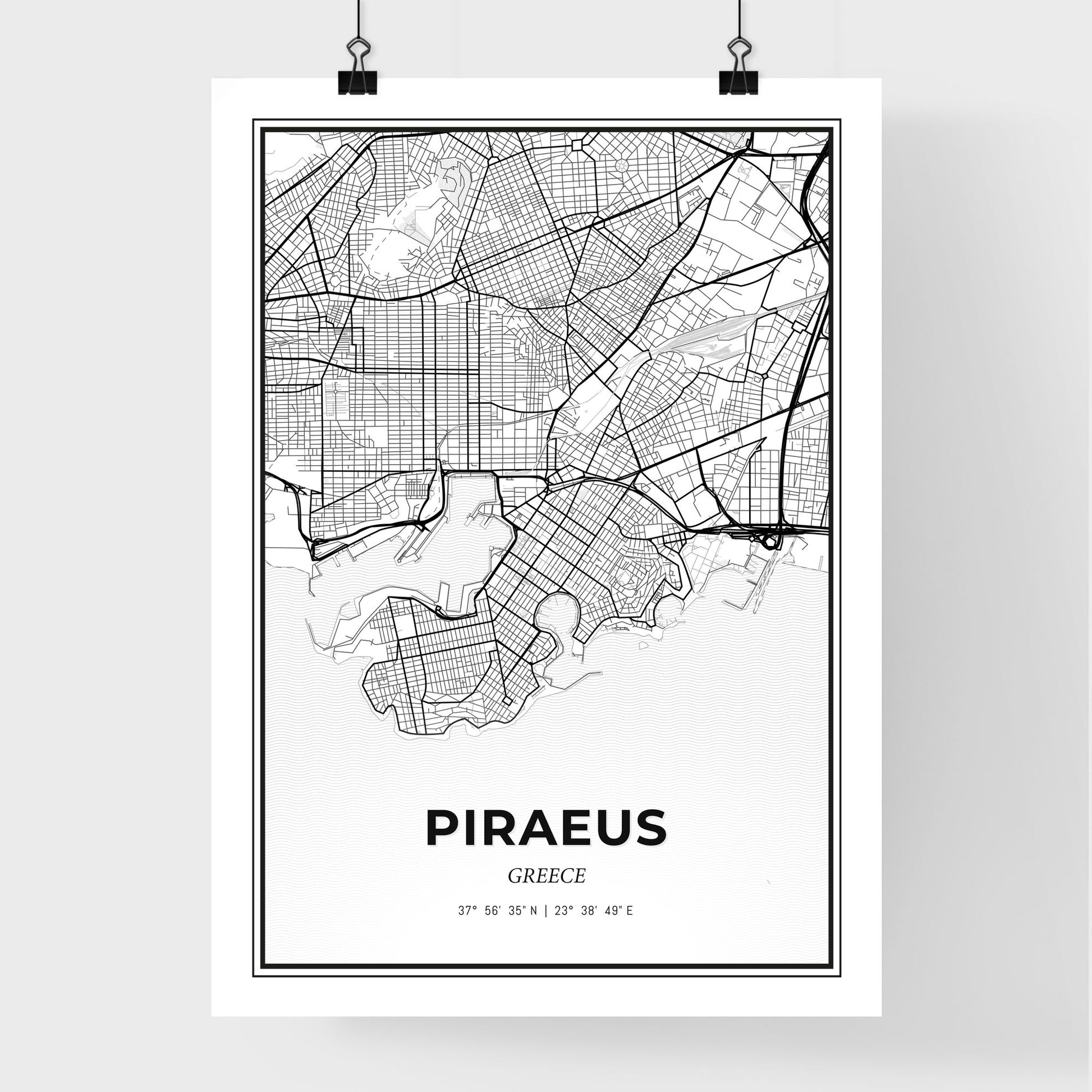 Piraeus Greece - Premium City Map Poster