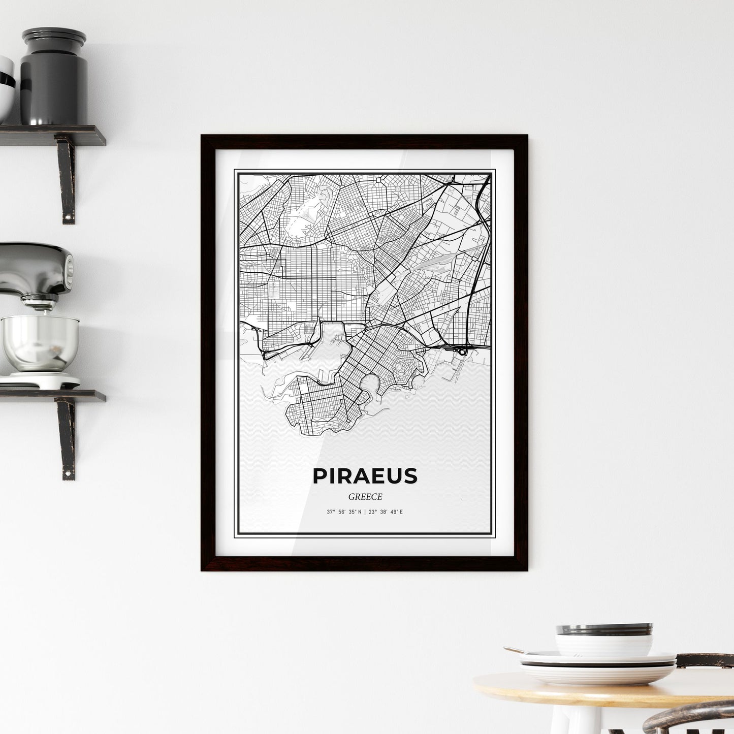 Piraeus Greece - Minimal City Map