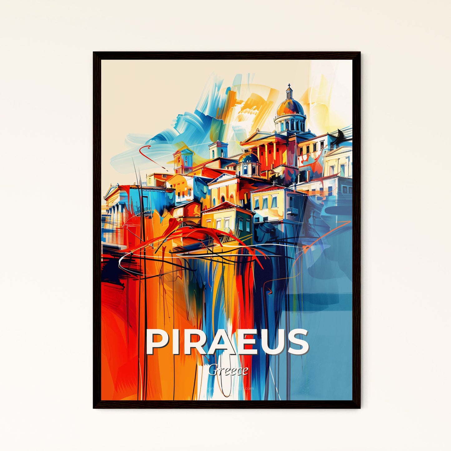 Vibrant Piraeus, Greece - A Painting Of A City