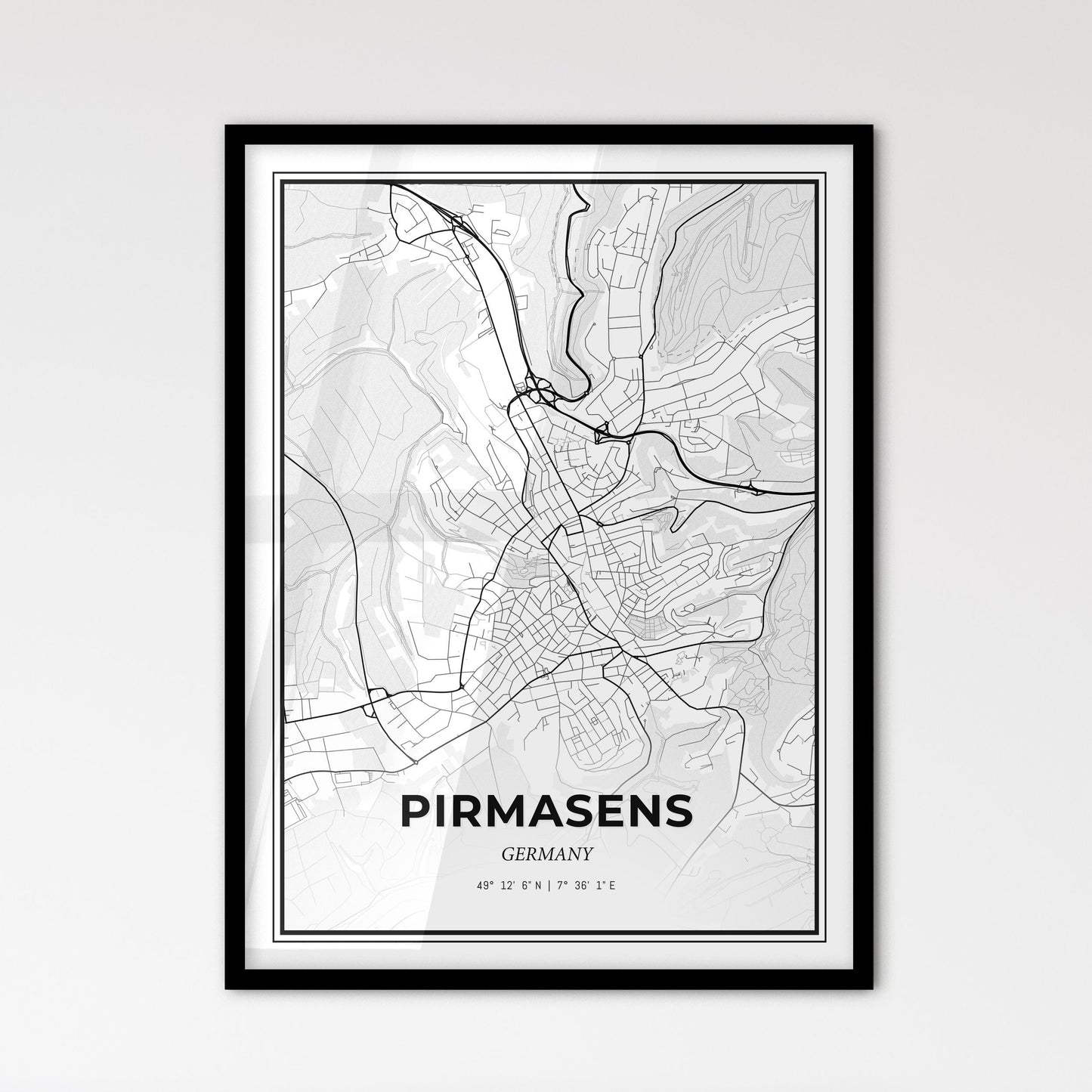 Pirmasens Germany - Scandinavian Style City Map for Modern Home Decor