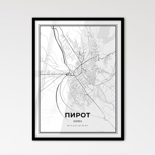 Pirot Serbia - Scandinavian Style City Map for Modern Home Decor