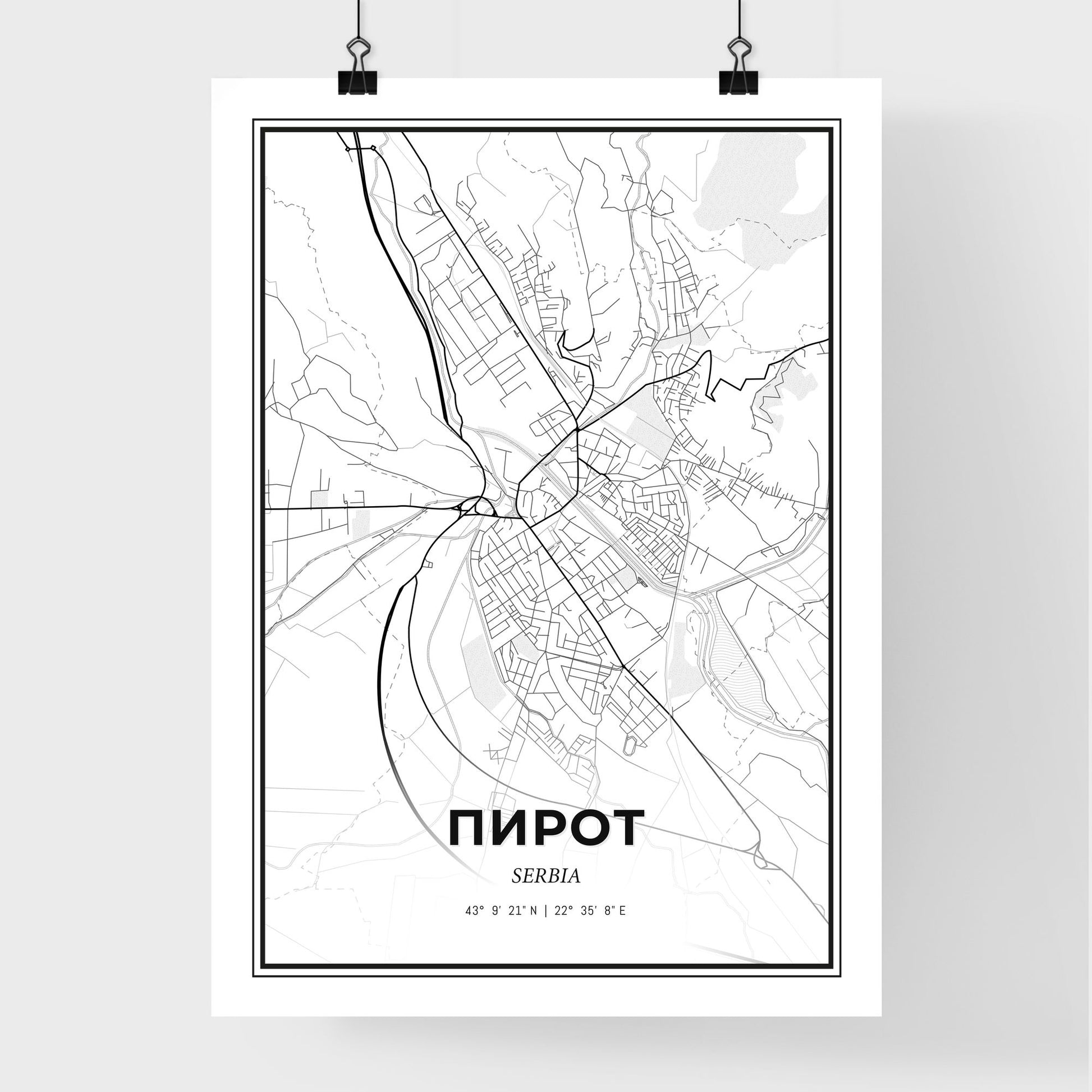 Pirot Serbia - Premium City Map Poster