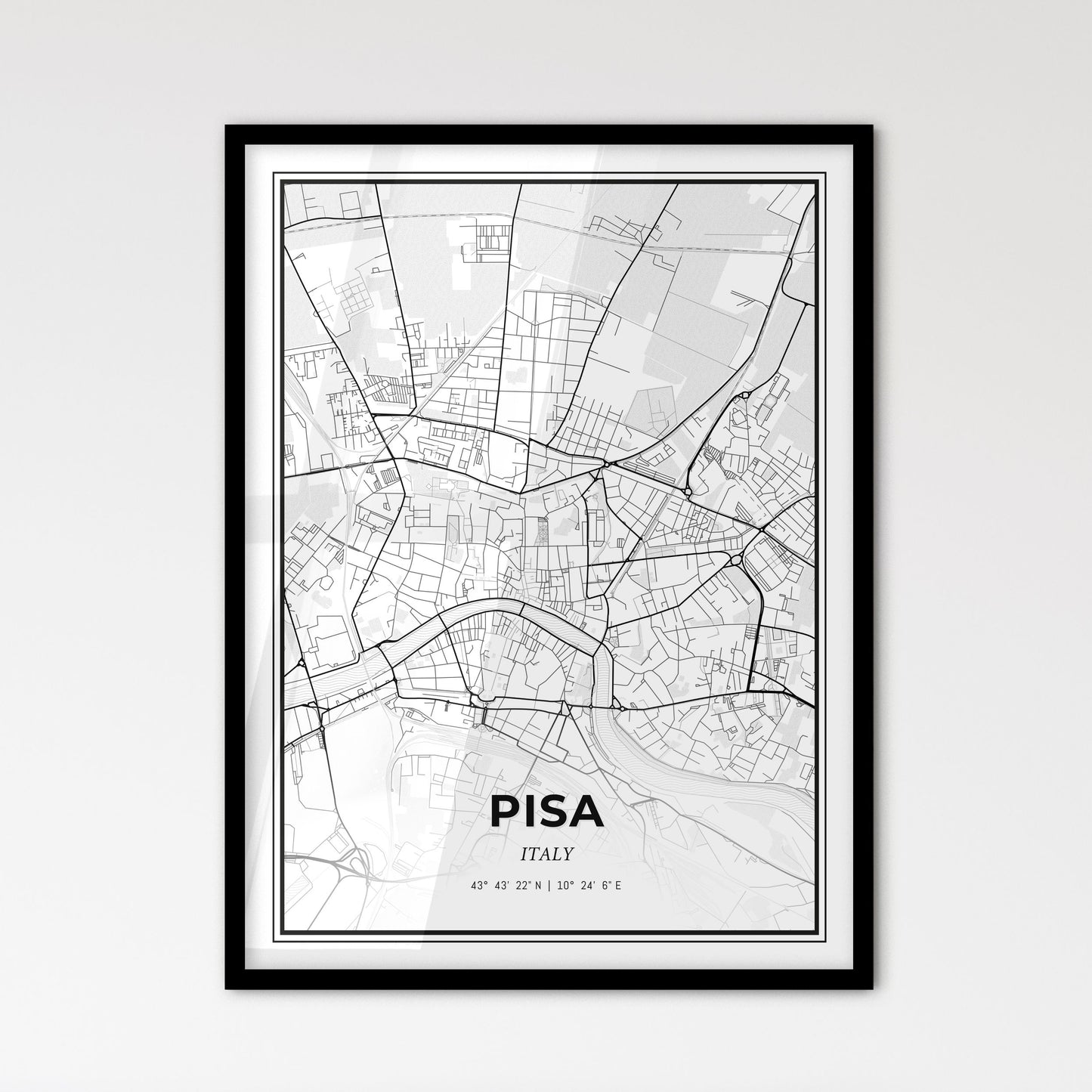 Pisa Italy - Scandinavian Style City Map for Modern Home Decor