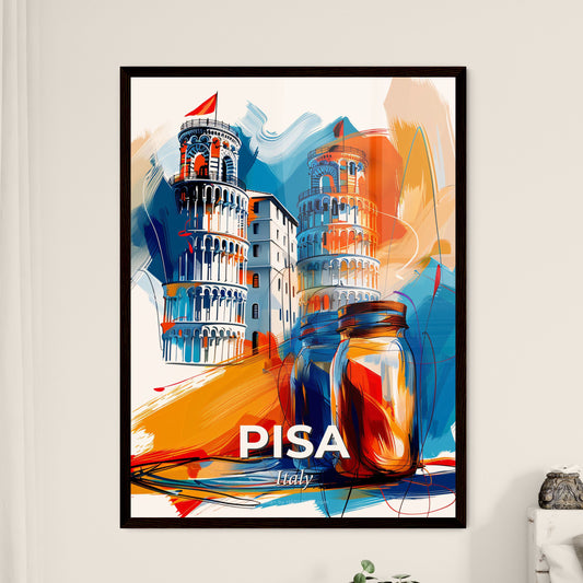 Vibrant Pisa, Italy - A Painting Of A Tower And A Glass Jar