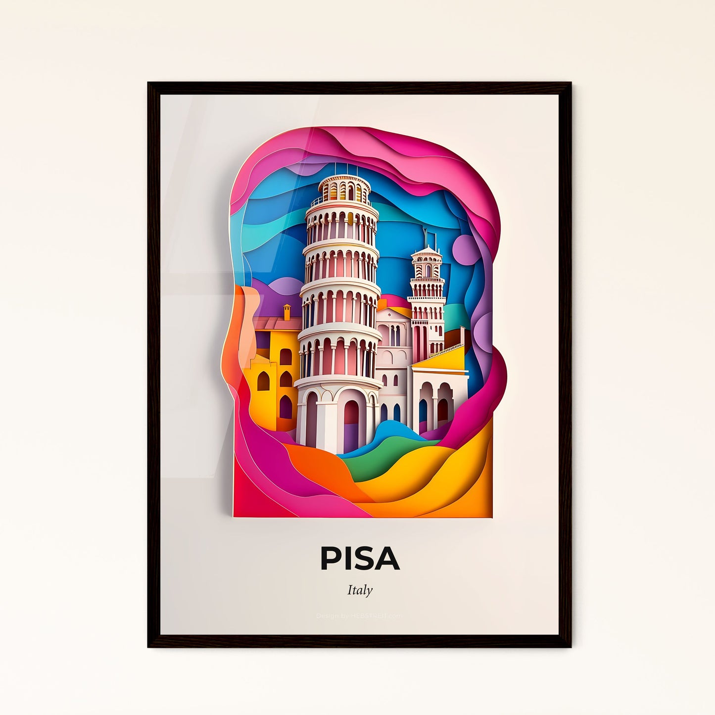 Vivid Pisa, Italy - a paper cut of a tower with a sky background