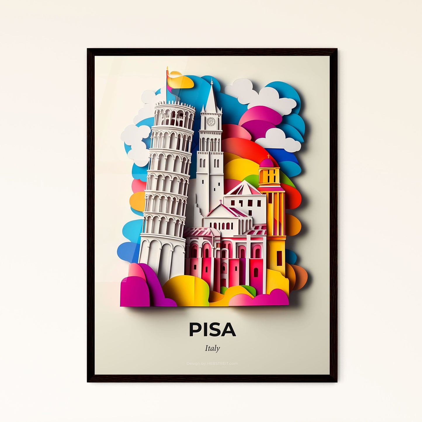 Vivid Pisa, Italy - a paper cut of a building with a tower