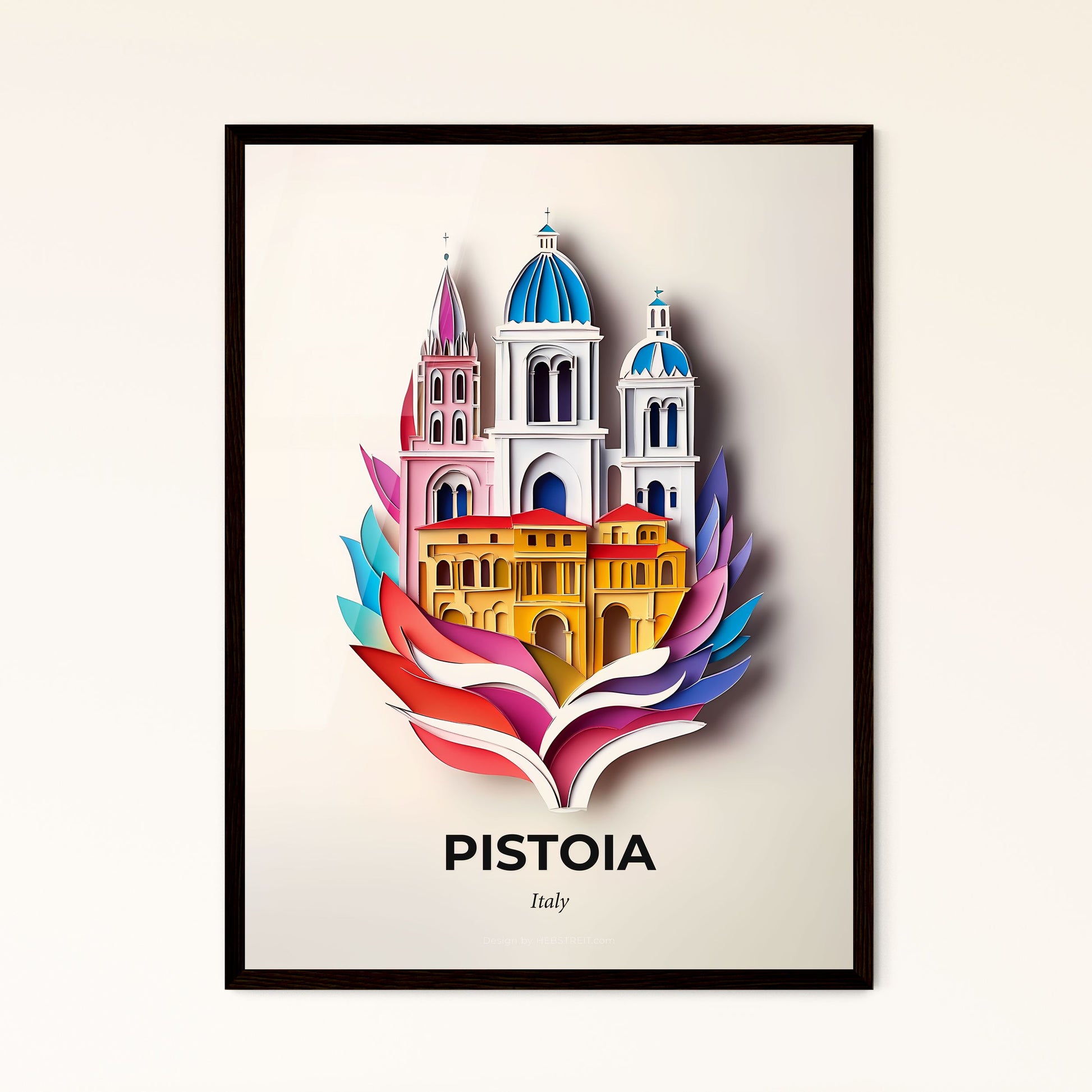 Vivid Pistoia, Italy - a colorful paper cut of a church and a book