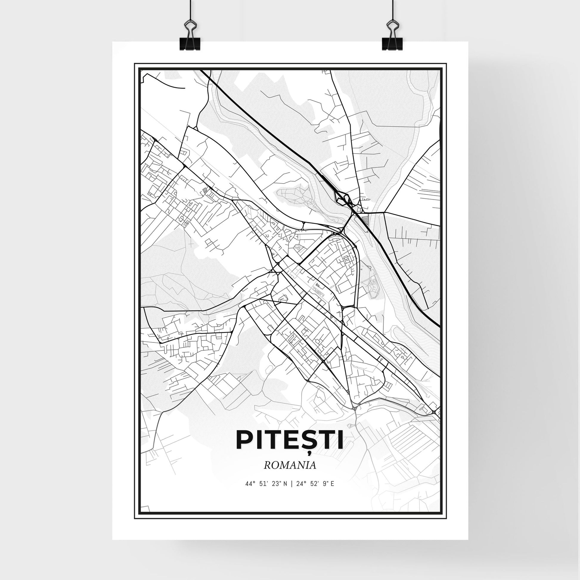 Pitești Romania - Premium City Map Poster