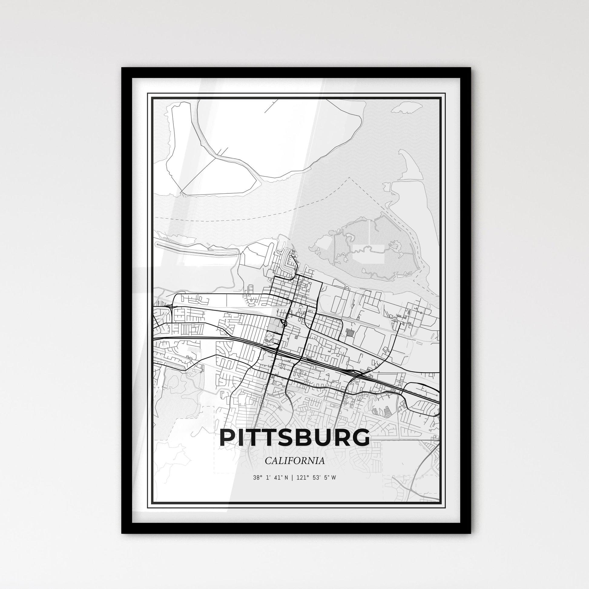 Pittsburg California - Scandinavian Style City Map for Modern Home Decor