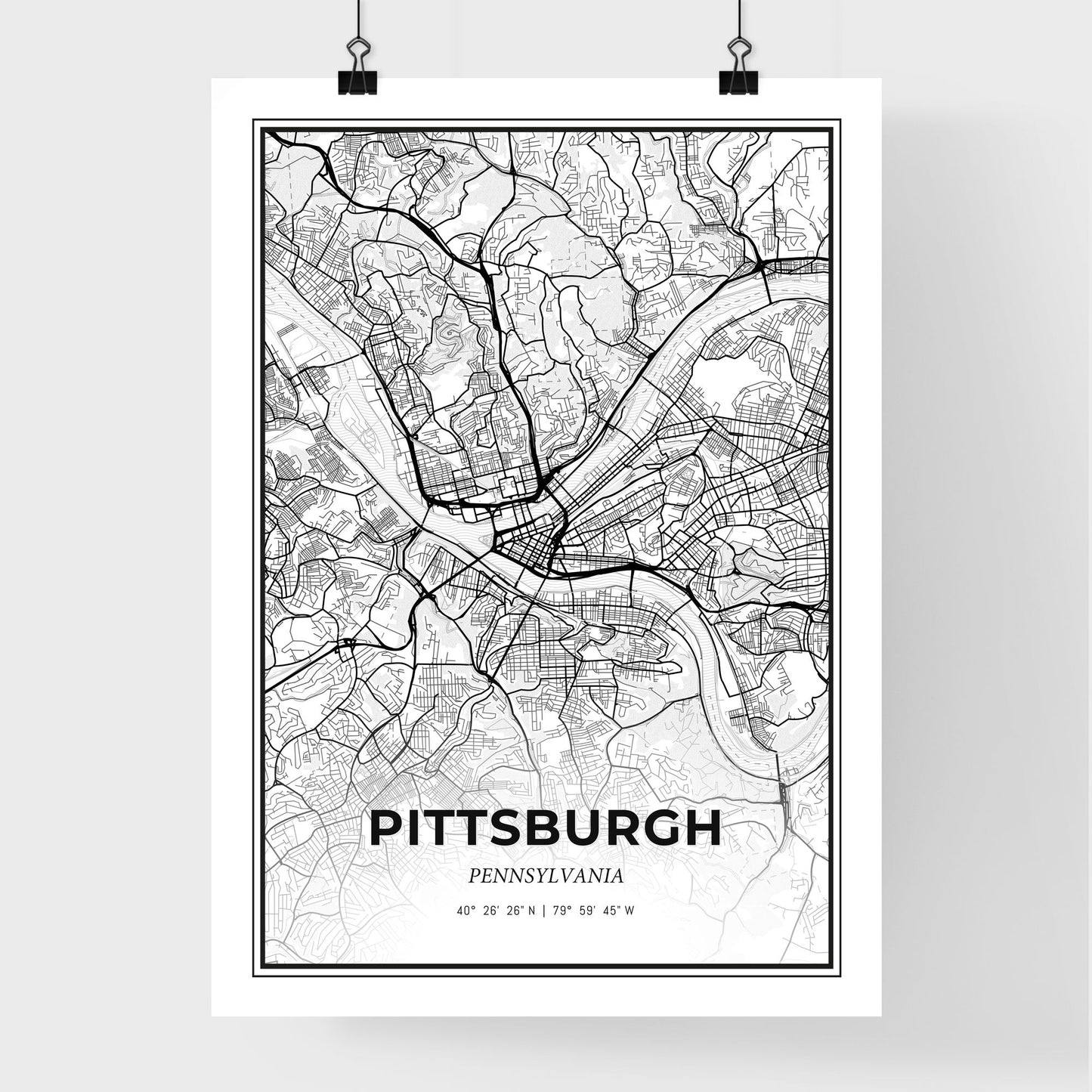 Pittsburgh Pennsylvania - Premium City Map Poster