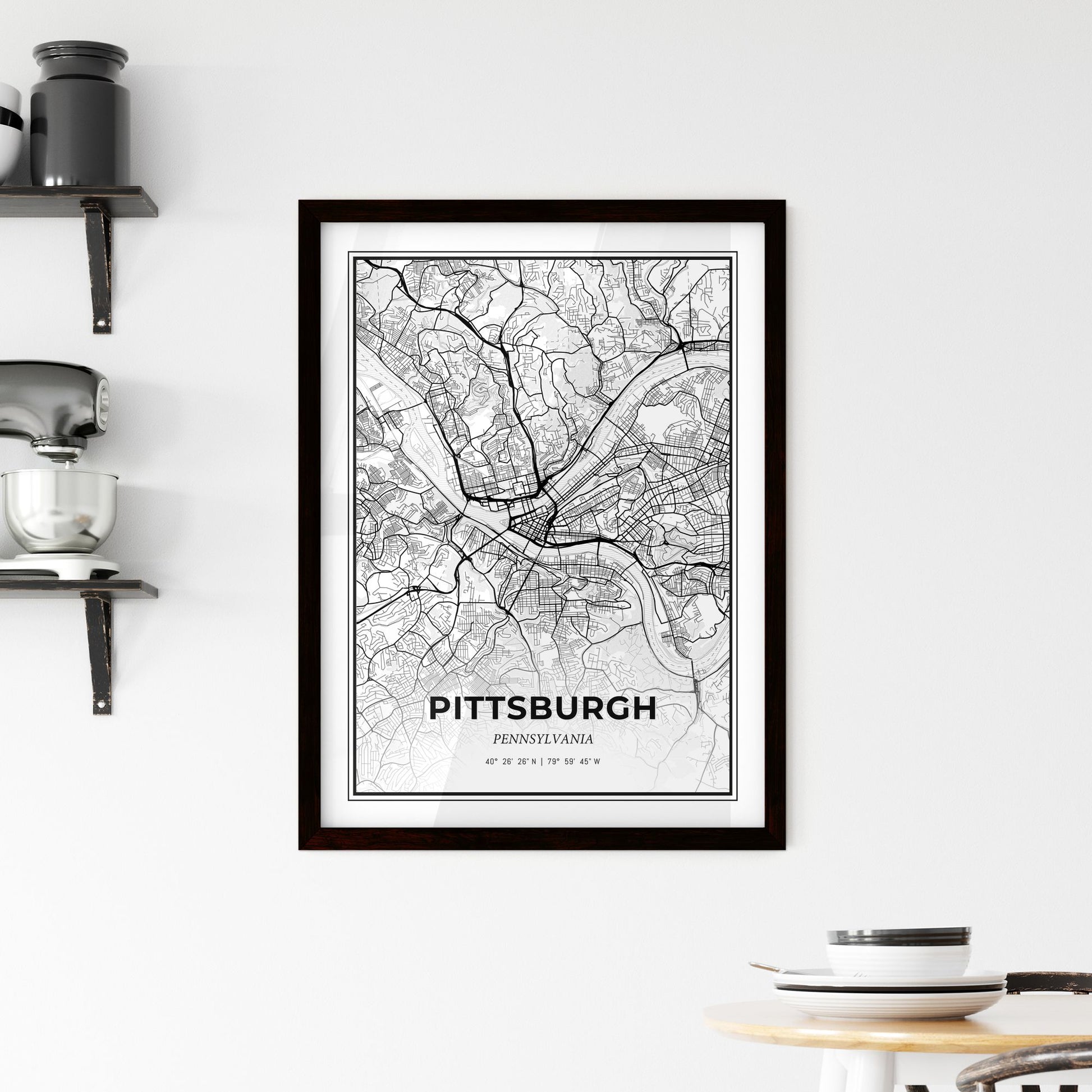 Pittsburgh Pennsylvania - Minimal City Map