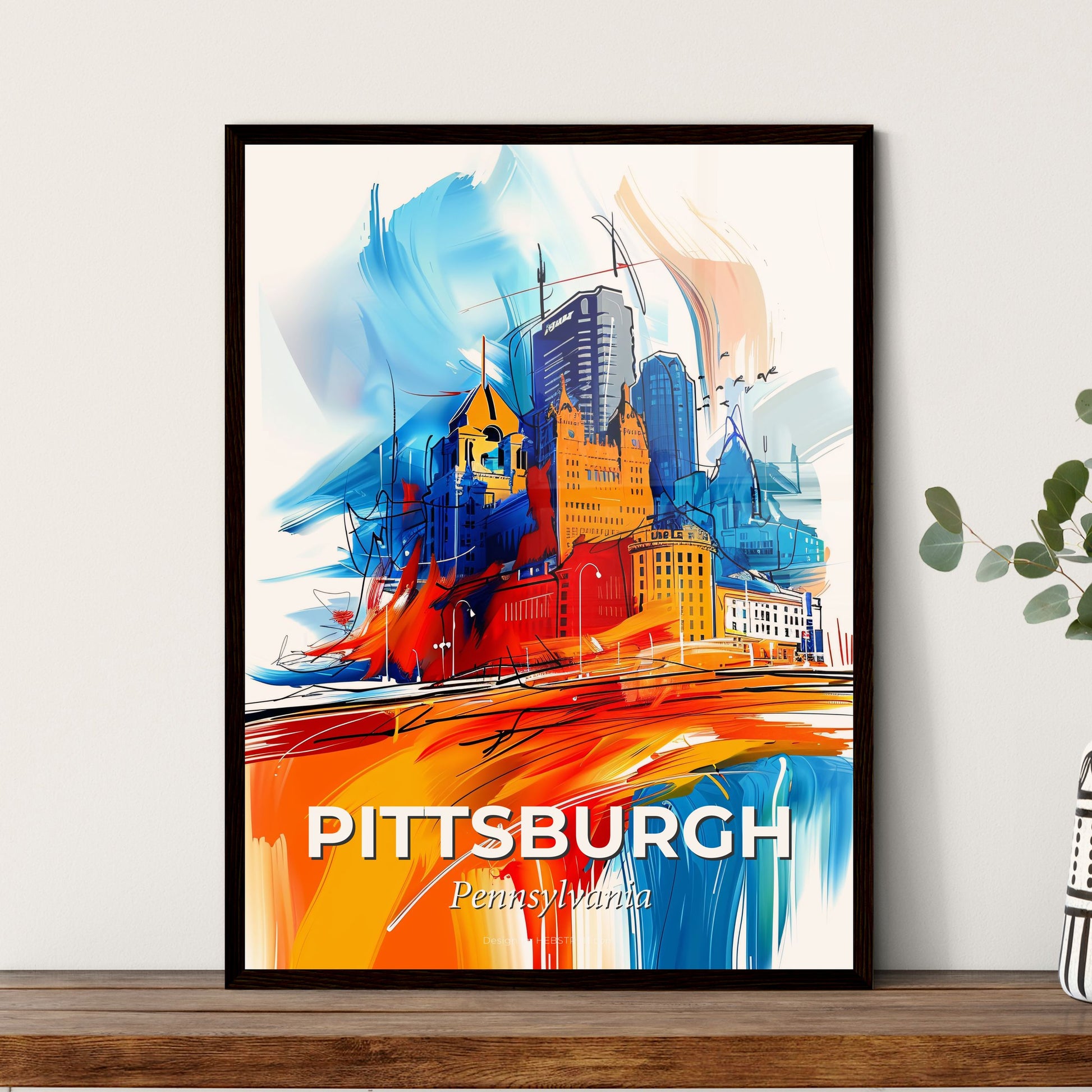 Vibrant Pittsburgh, Pennsylvania - A Colorful Cityscape With Buildings And A River