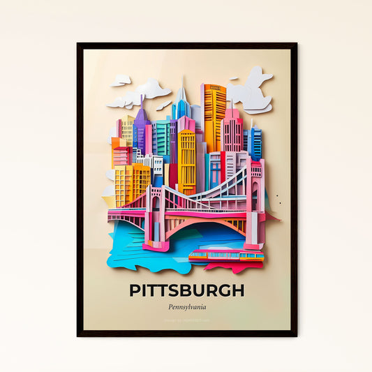 Vivid Pittsburgh, Pennsylvania - a paper cut of a city with a bridge