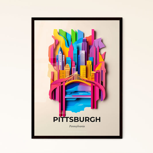 Vivid Pittsburgh, Pennsylvania - a colorful cityscape with a bridge and buildings