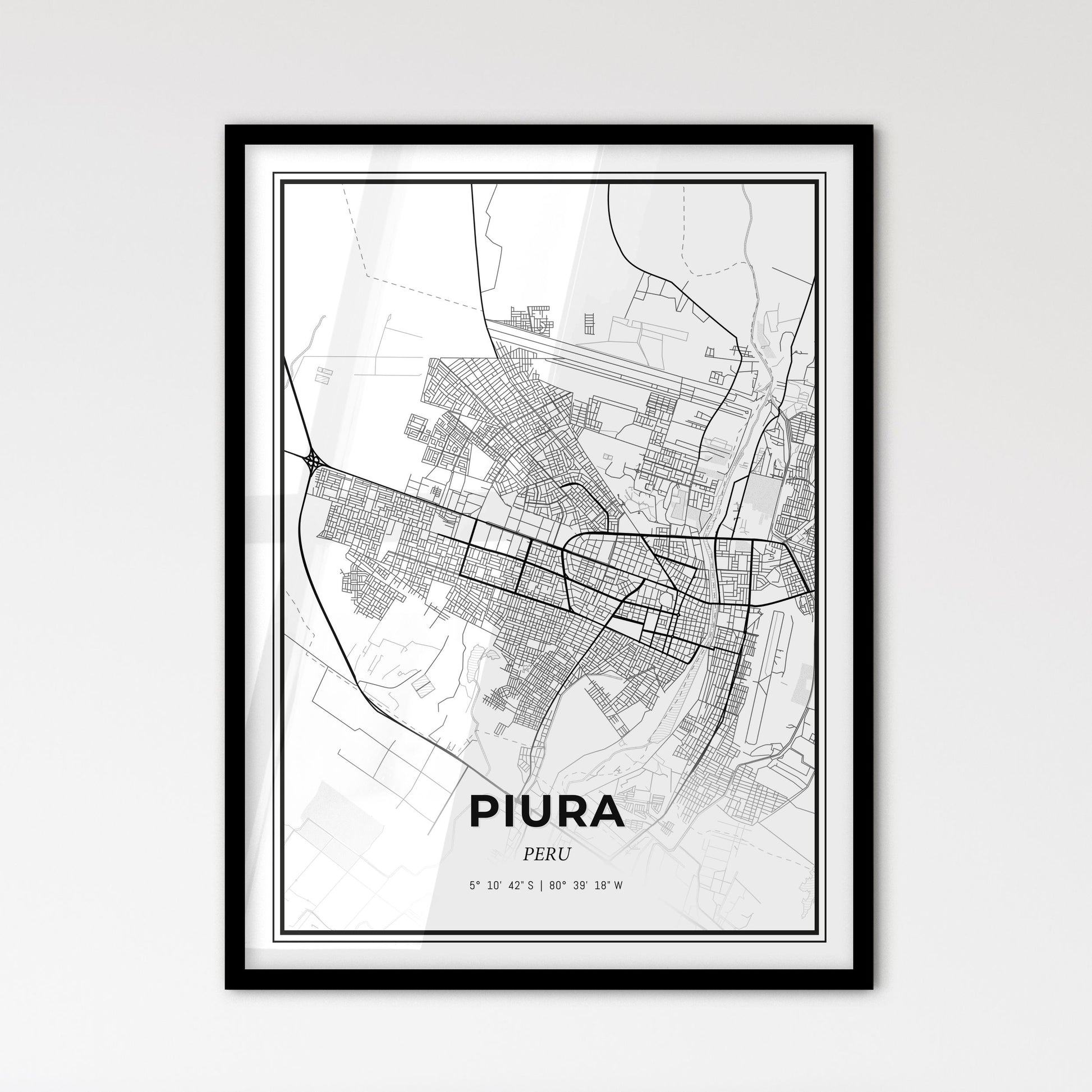 Piura Peru - Scandinavian Style City Map for Modern Home Decor