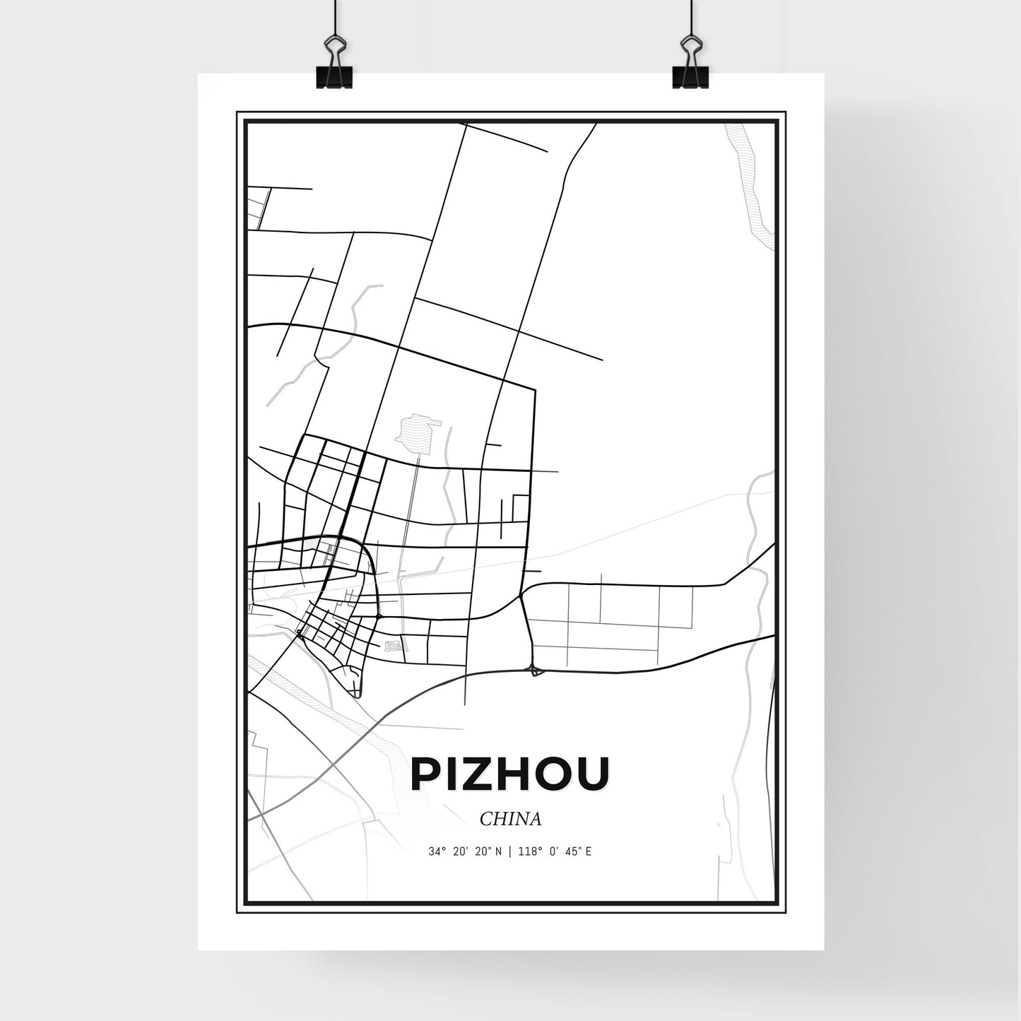 Pizhou China - Premium City Map Poster