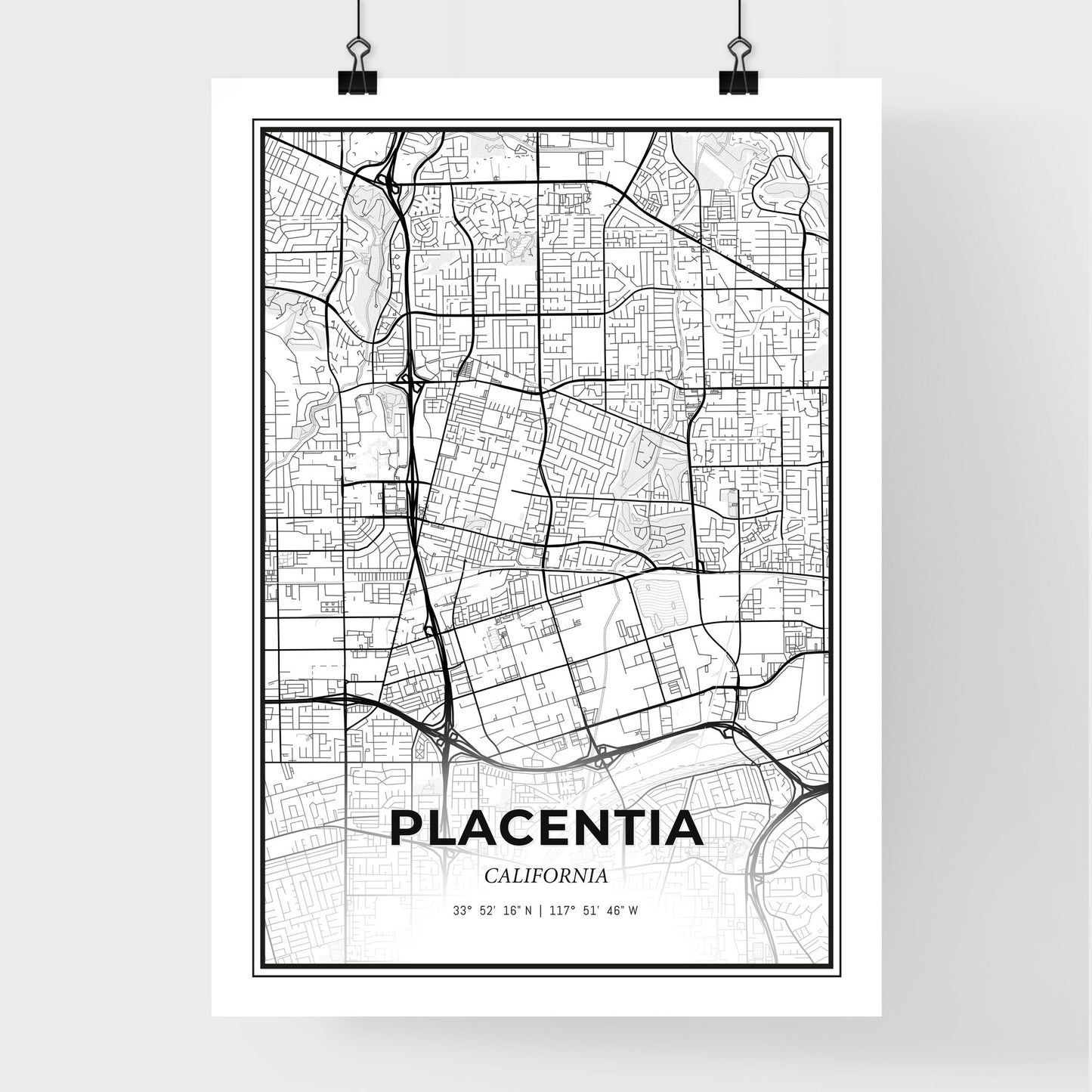 Placentia California - Premium City Map Poster