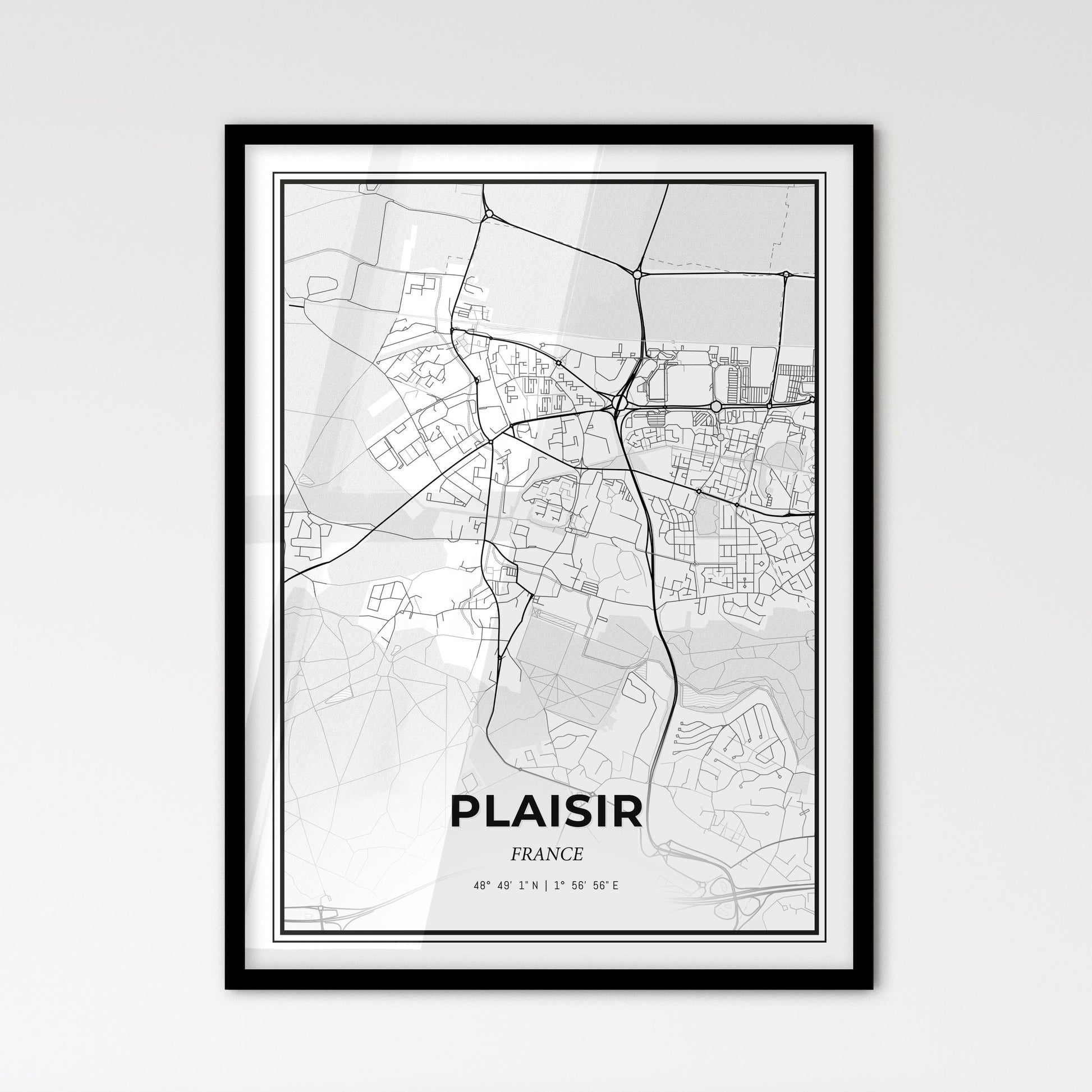 Plaisir France - Scandinavian Style City Map for Modern Home Decor