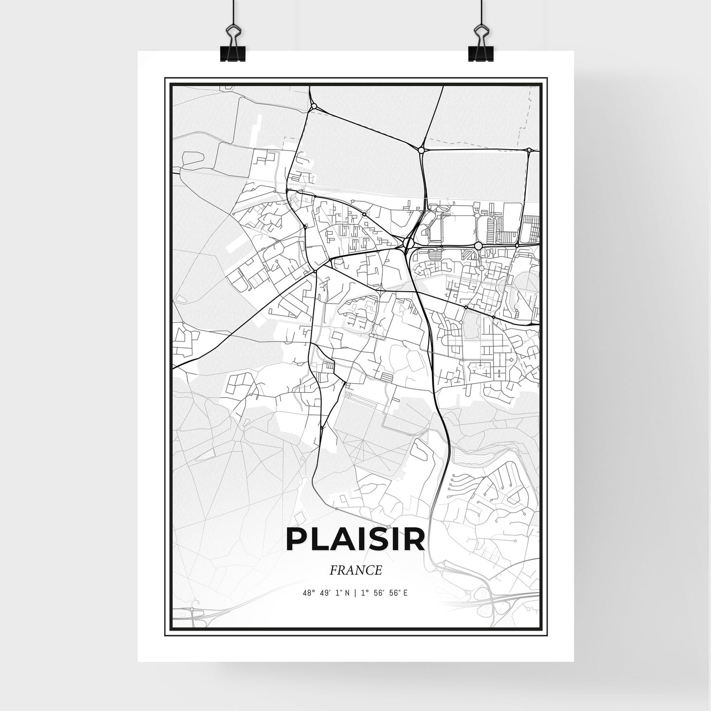 Plaisir France - Premium City Map Poster