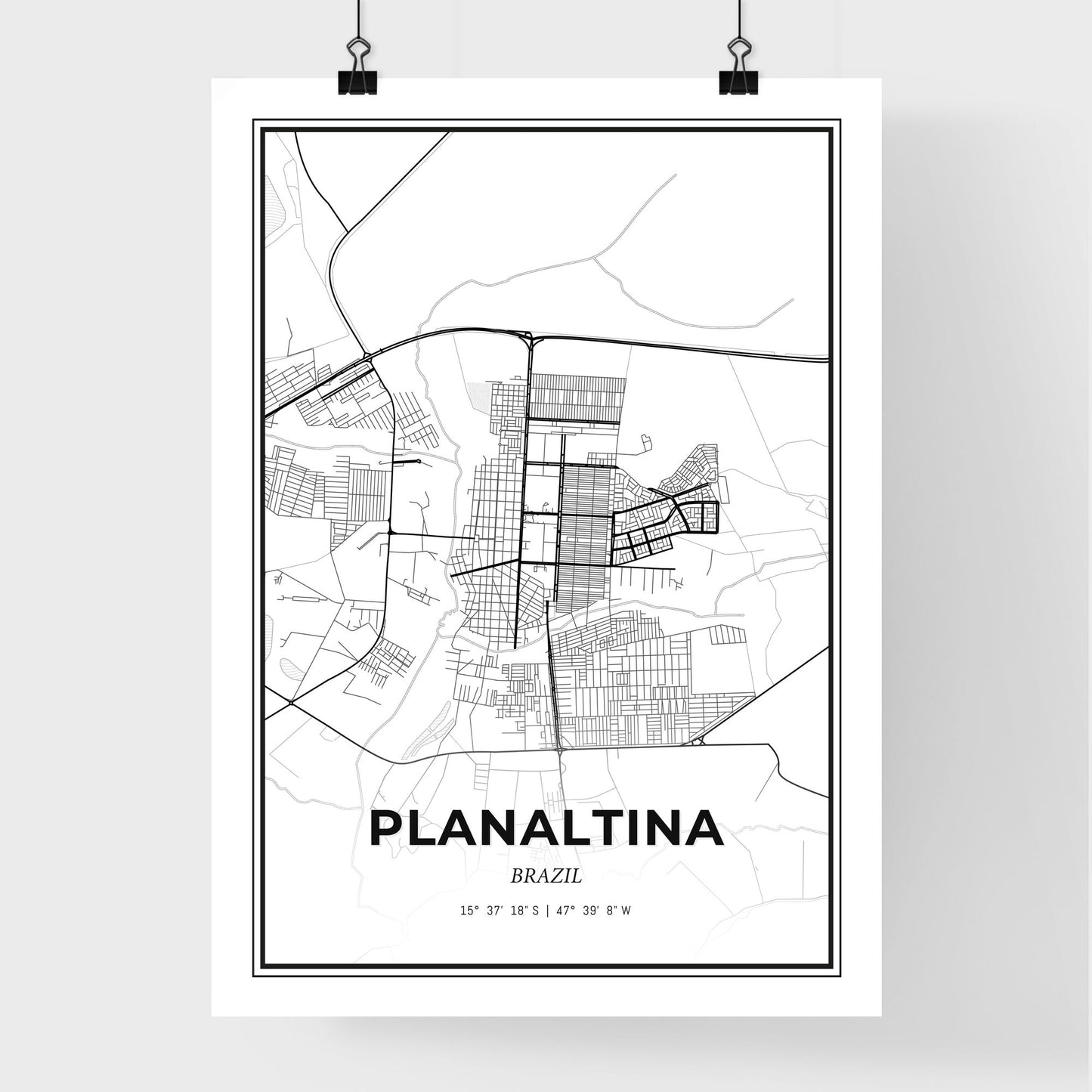 Planaltina Brazil - Premium City Map Poster