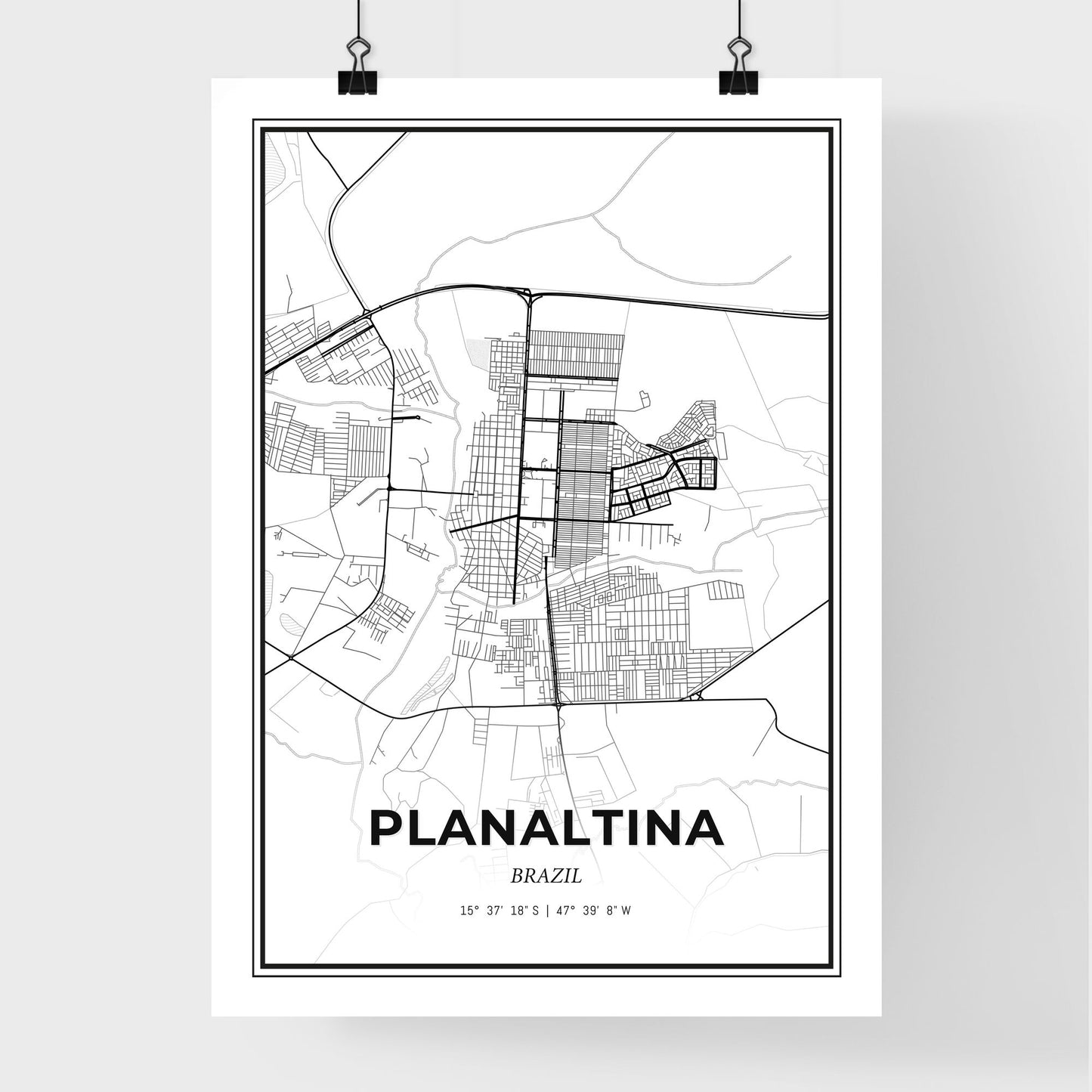 Planaltina Brazil - Premium City Map Poster