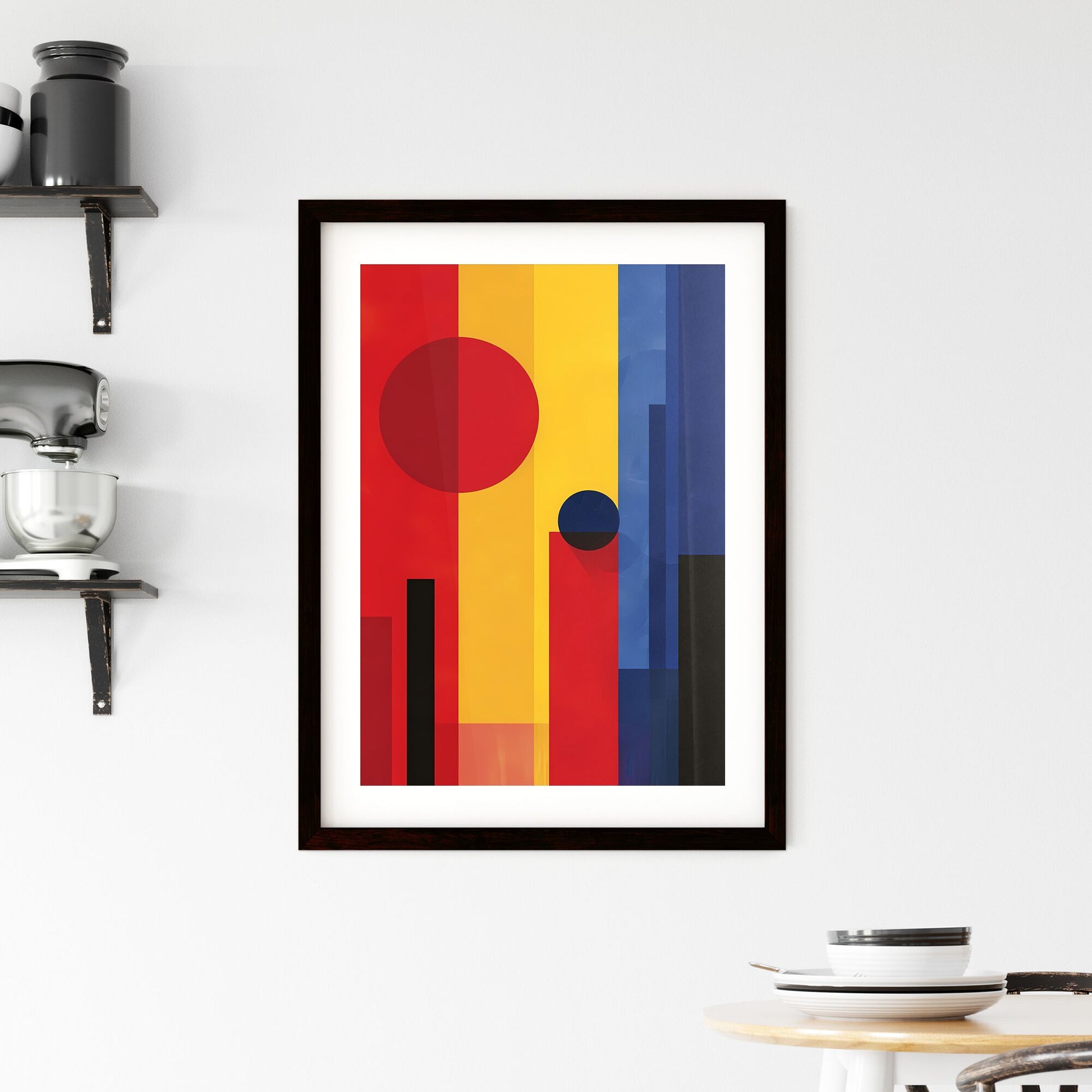 Abstract Art Print, Geometric Wall Art, Colorful Circles and Squares Default Title