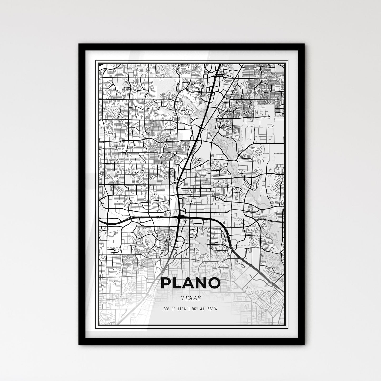 Plano Texas - Scandinavian Style City Map for Modern Home Decor