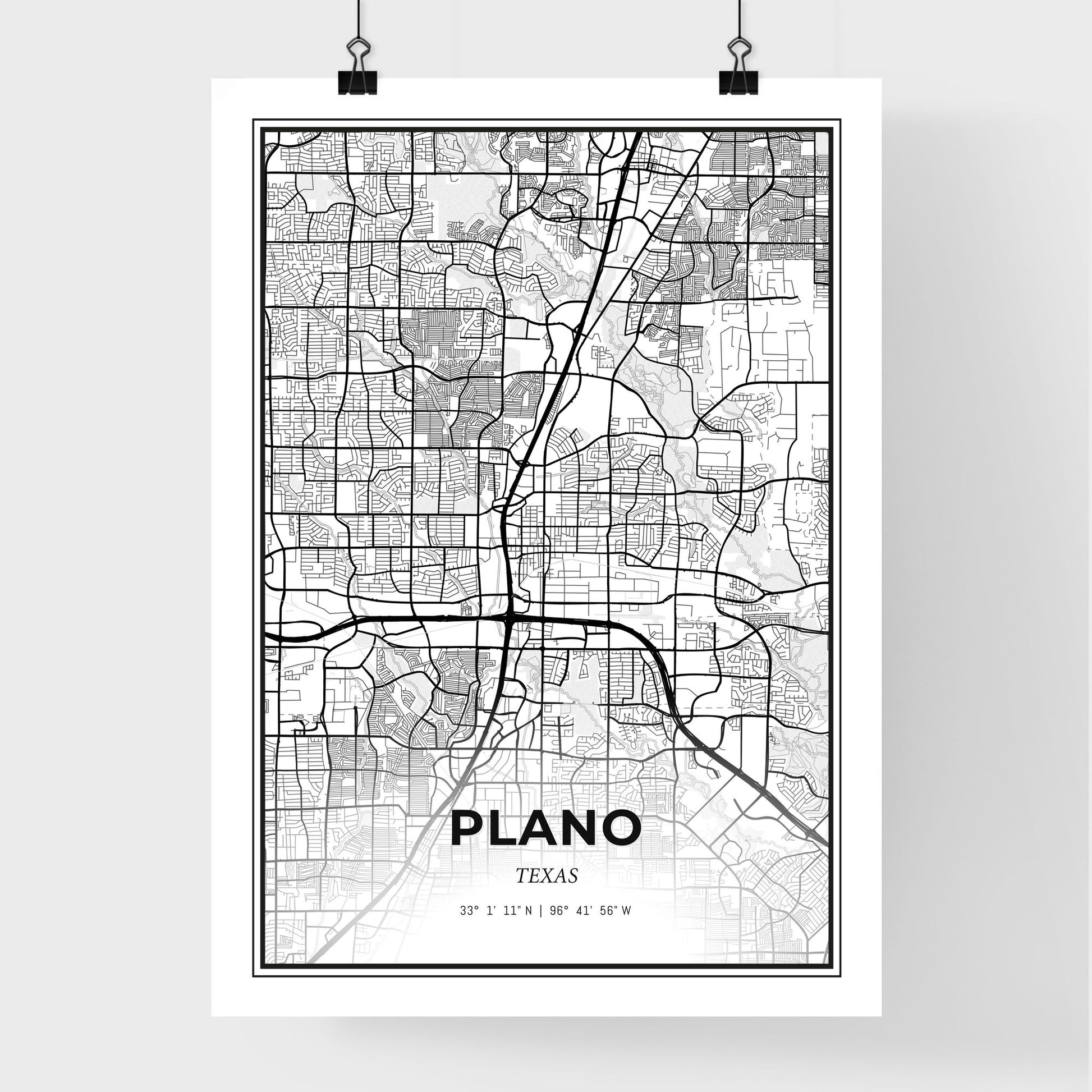 Plano Texas - Premium City Map Poster