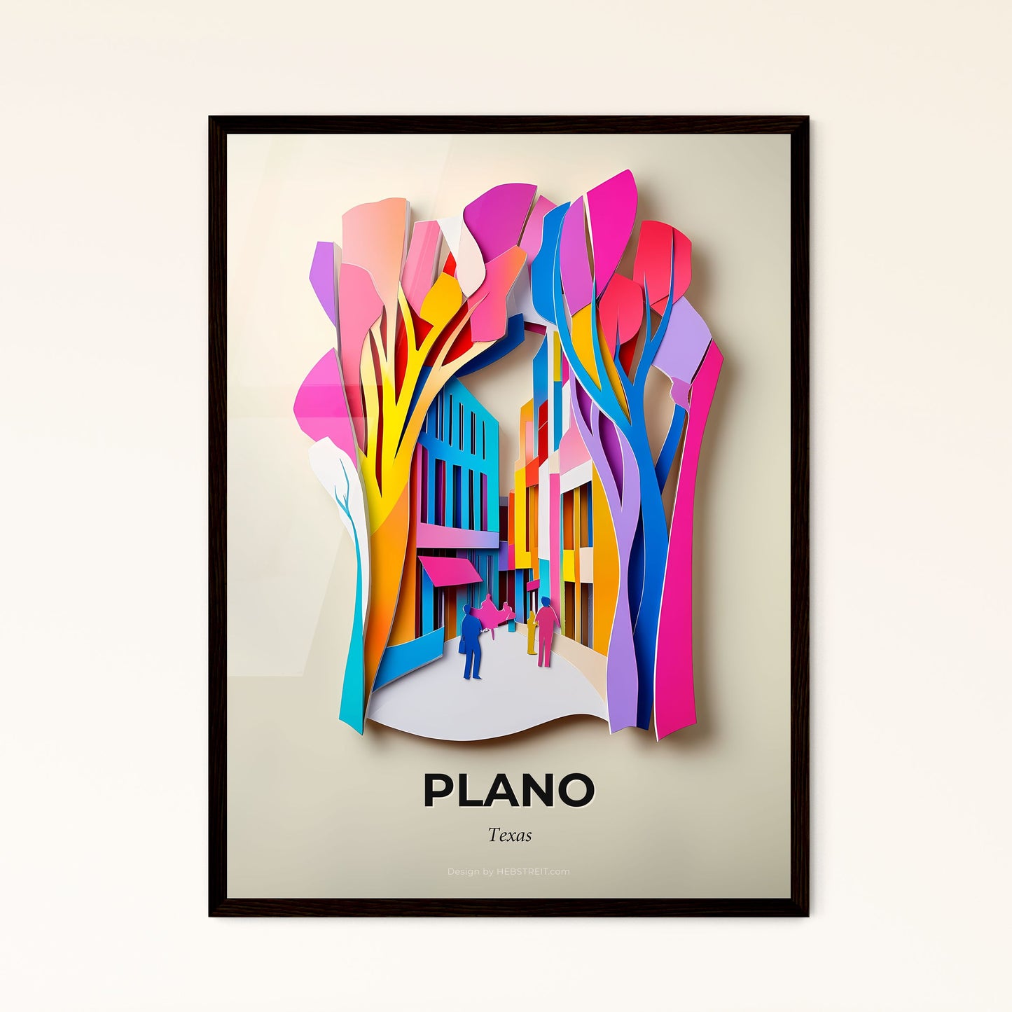 Vivid Plano, Texas - a paper cut of a city with people walking