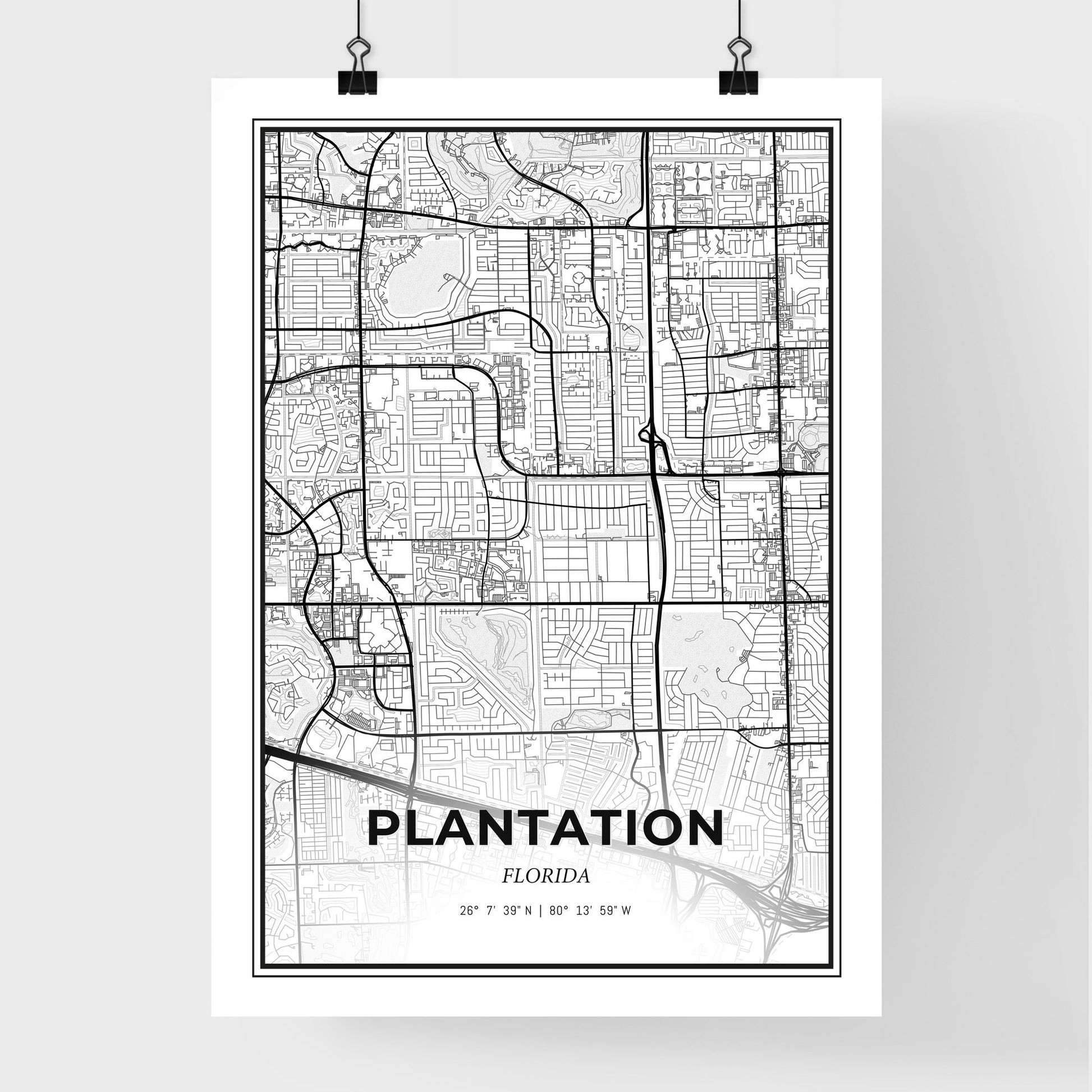 Plantation Florida - Premium City Map Poster