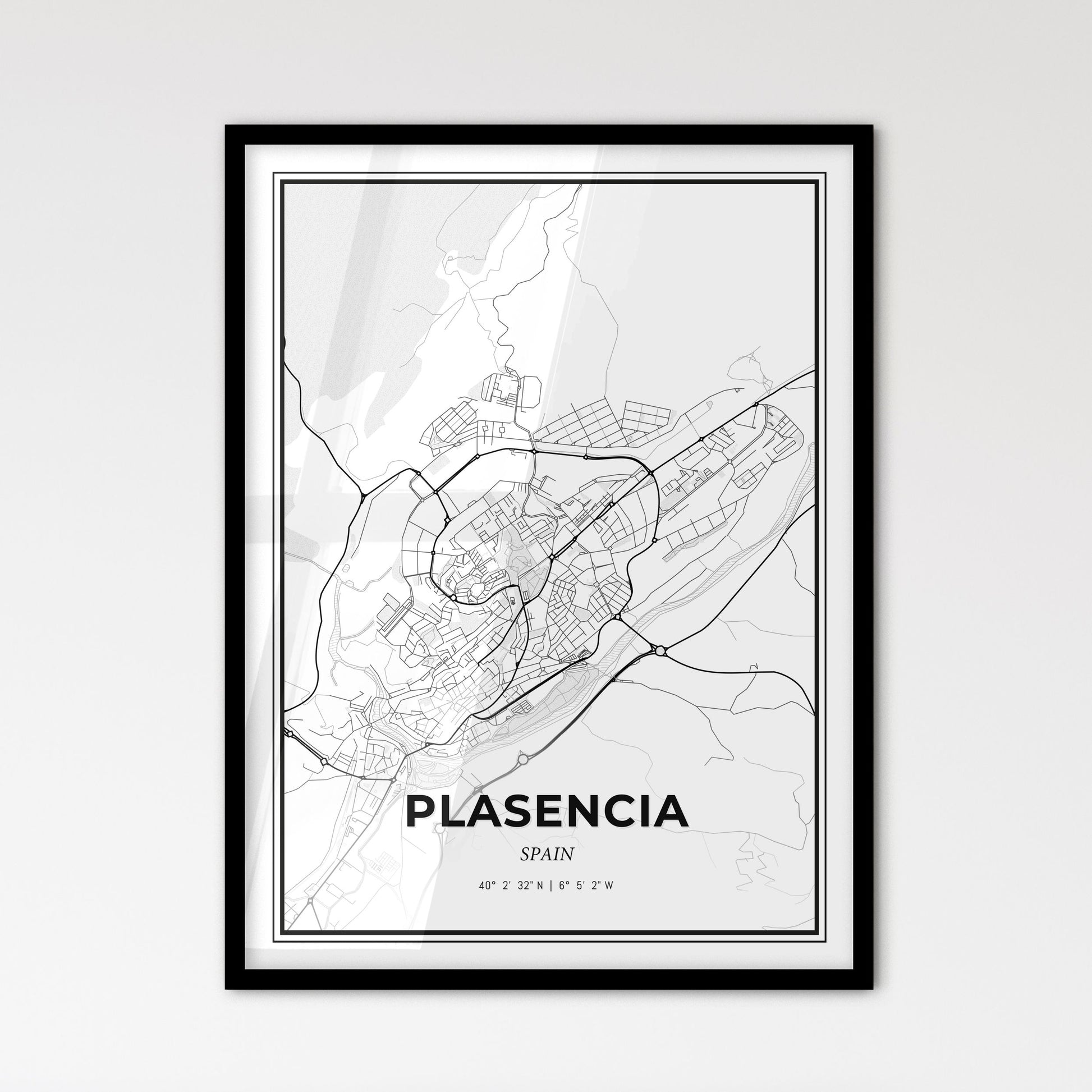 Plasencia Spain - Scandinavian Style City Map for Modern Home Decor