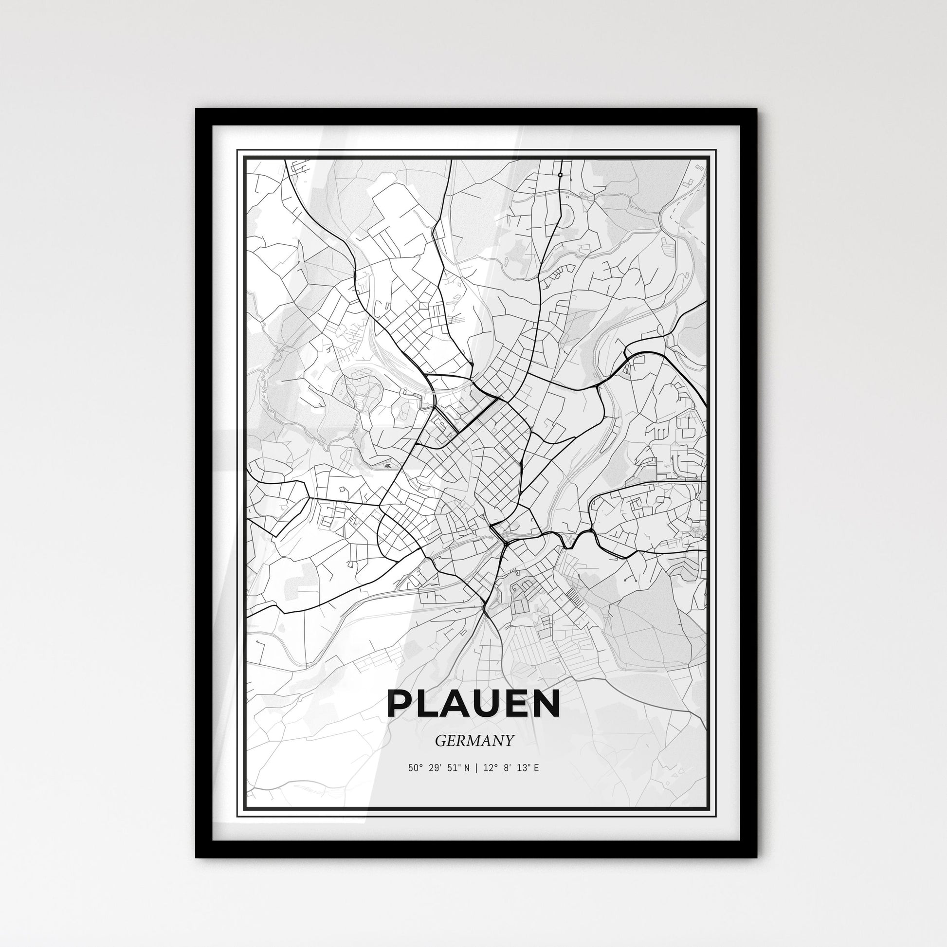 Plauen Germany - Scandinavian Style City Map for Modern Home Decor