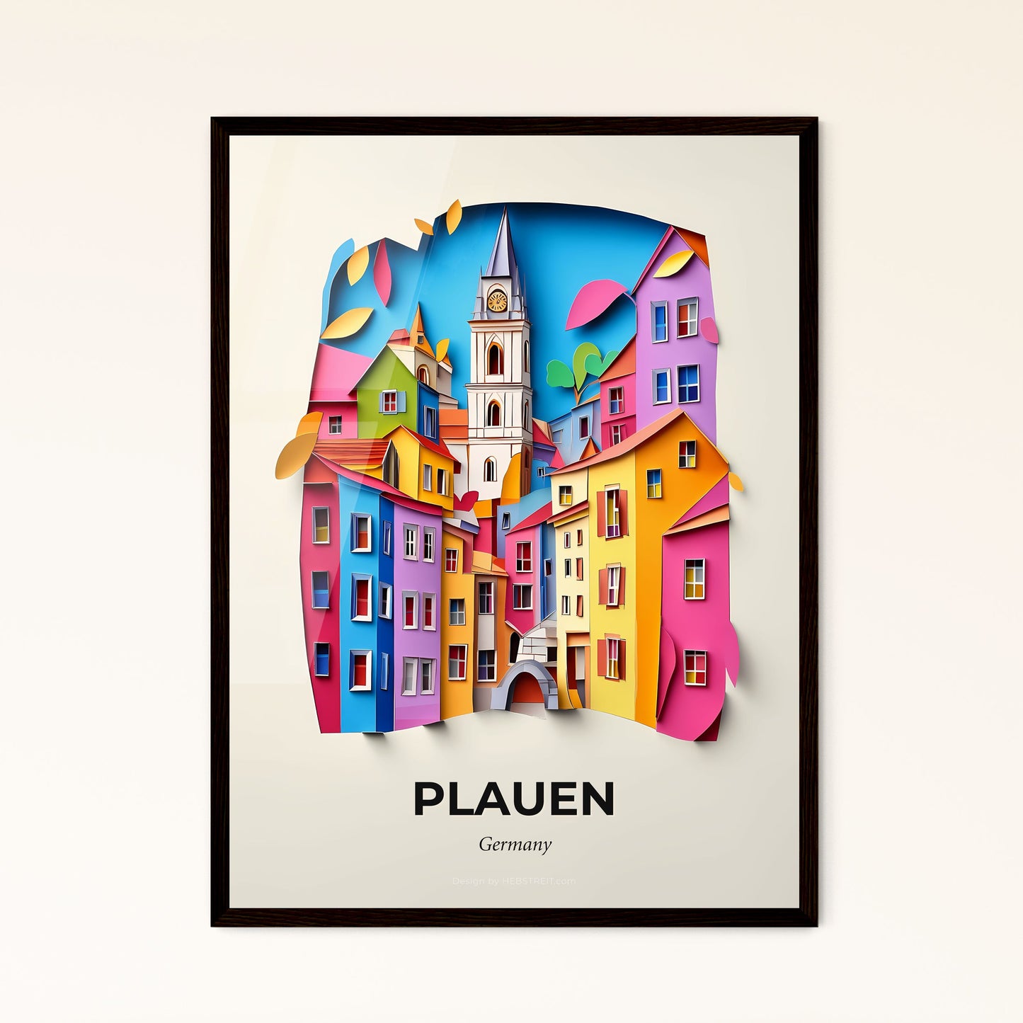 Vivid Plauen, Germany - a paper cut of a city with a clock tower