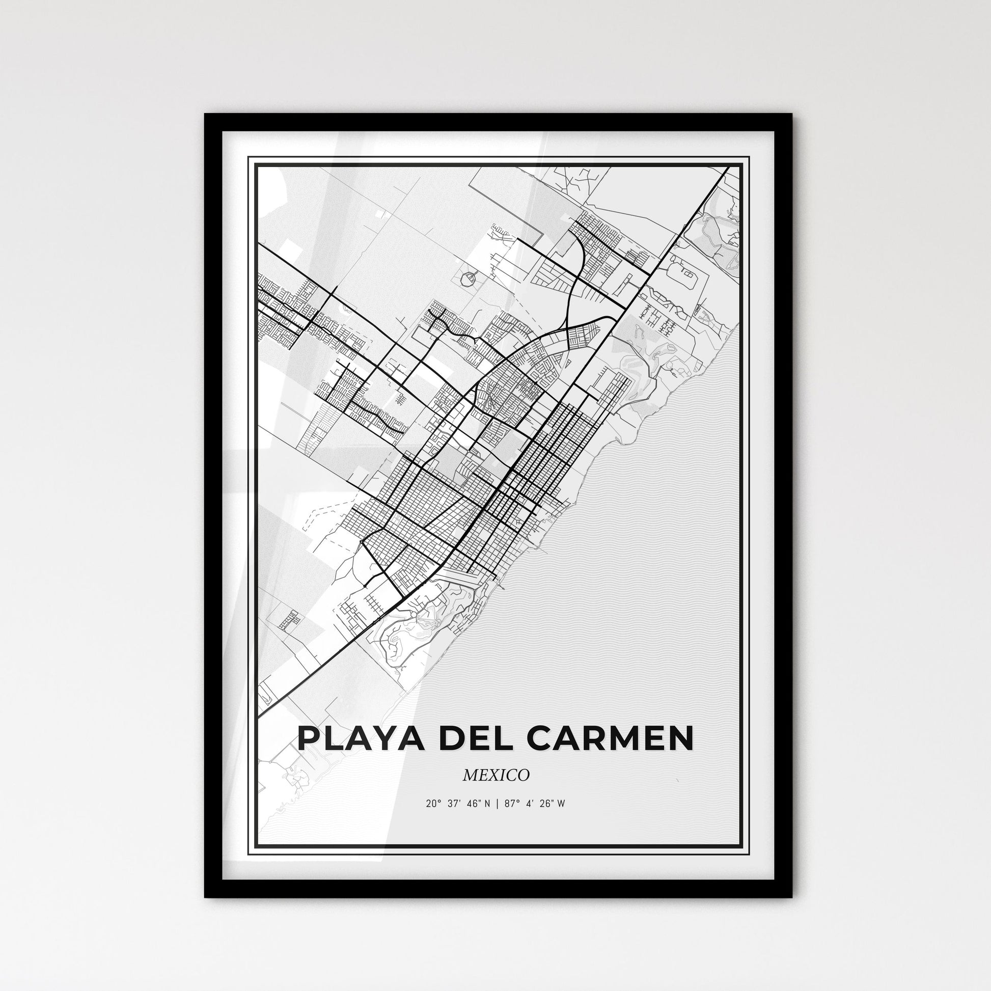 Playa del Carmen Mexico - Scandinavian Style City Map for Modern Home Decor