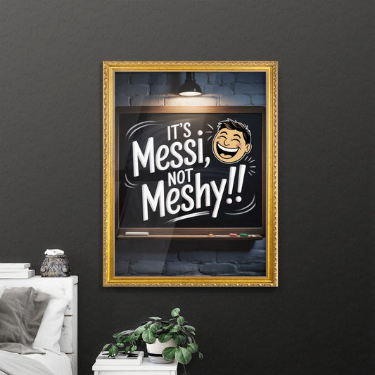 Playful Chalkboard Illustration Celebrating Messi with Humorous Typography and Cheerful Expressions.