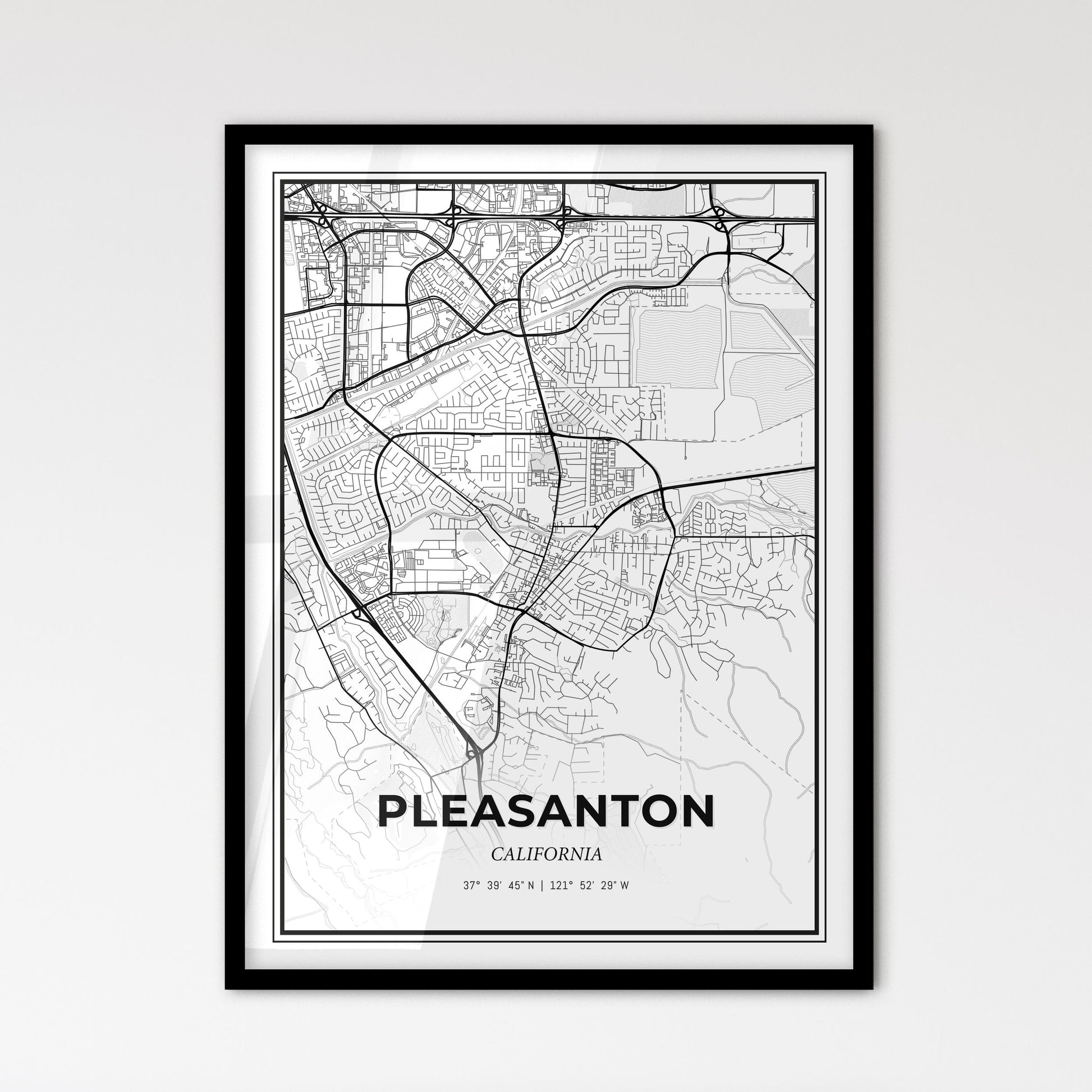 Pleasanton California - Scandinavian Style City Map for Modern Home Decor