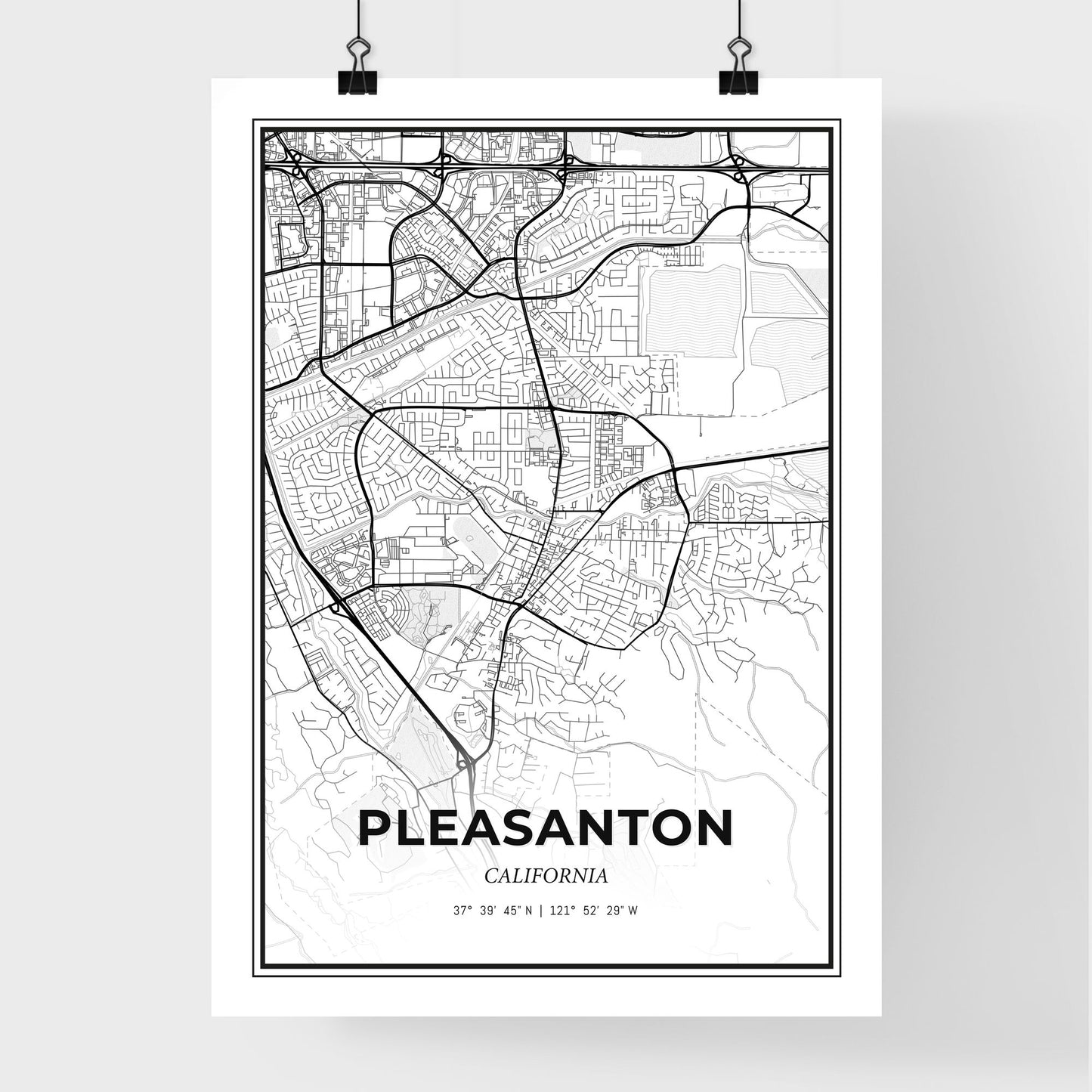 Pleasanton California - Premium City Map Poster