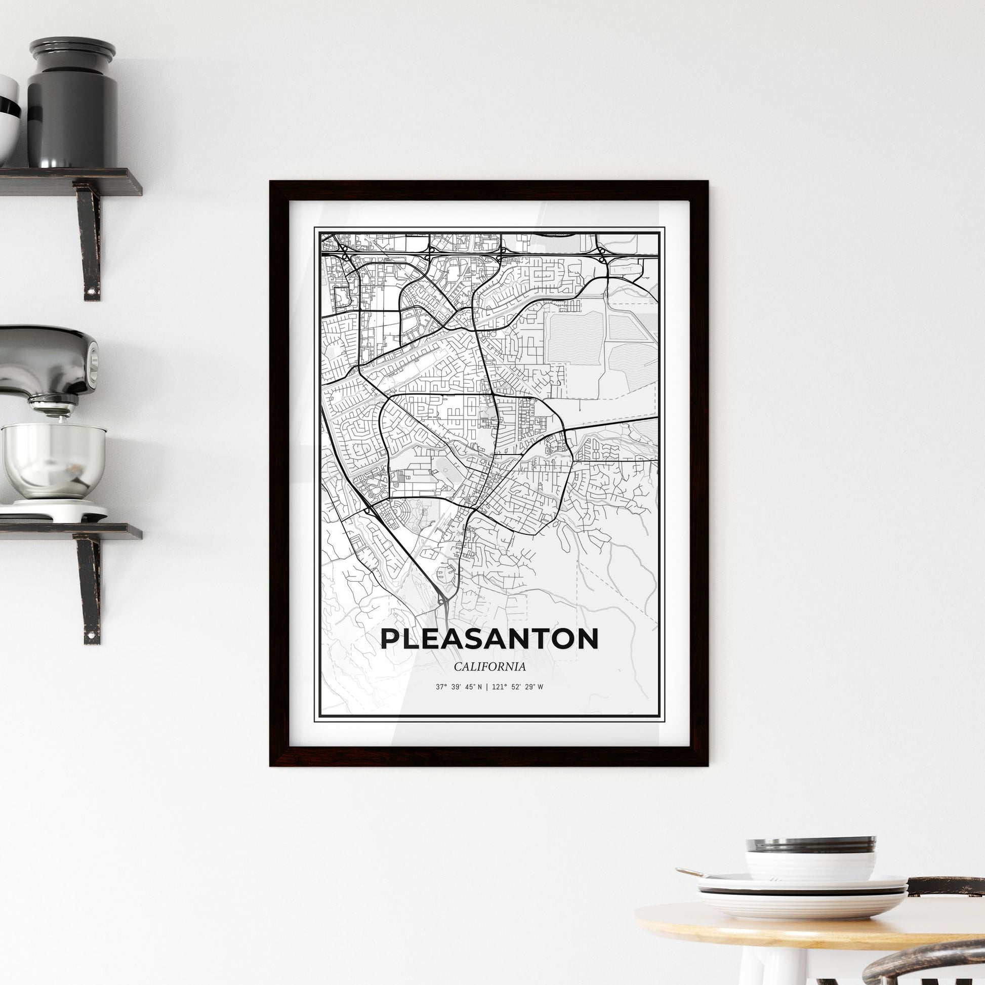 Pleasanton California - Minimal City Map