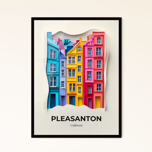 Vivid Pleasanton, California - a paper cut of a city with a clock