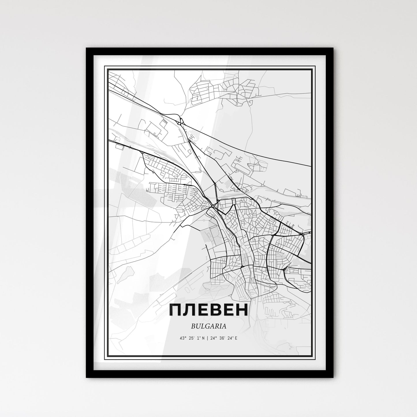 Pleven Bulgaria - Scandinavian Style City Map for Modern Home Decor