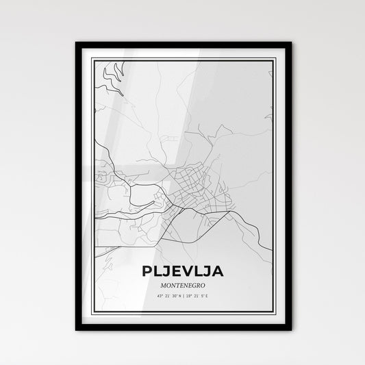 Pljevlja Montenegro - Scandinavian Style City Map for Modern Home Decor